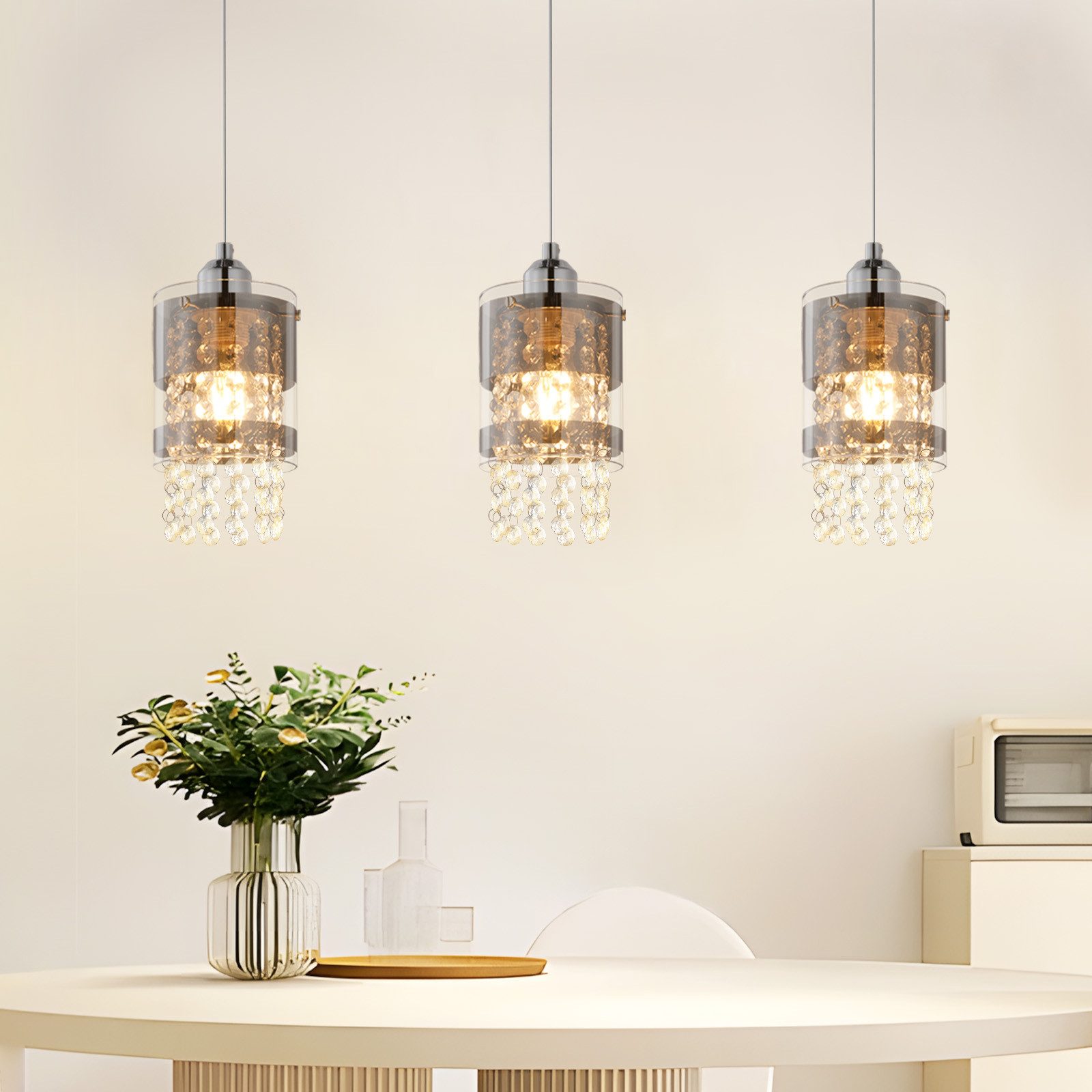 Nettlife Pendelleuchte Esstisch Glas Modern 3 Flammig E27 Hängeleuchte 150C günstig online kaufen