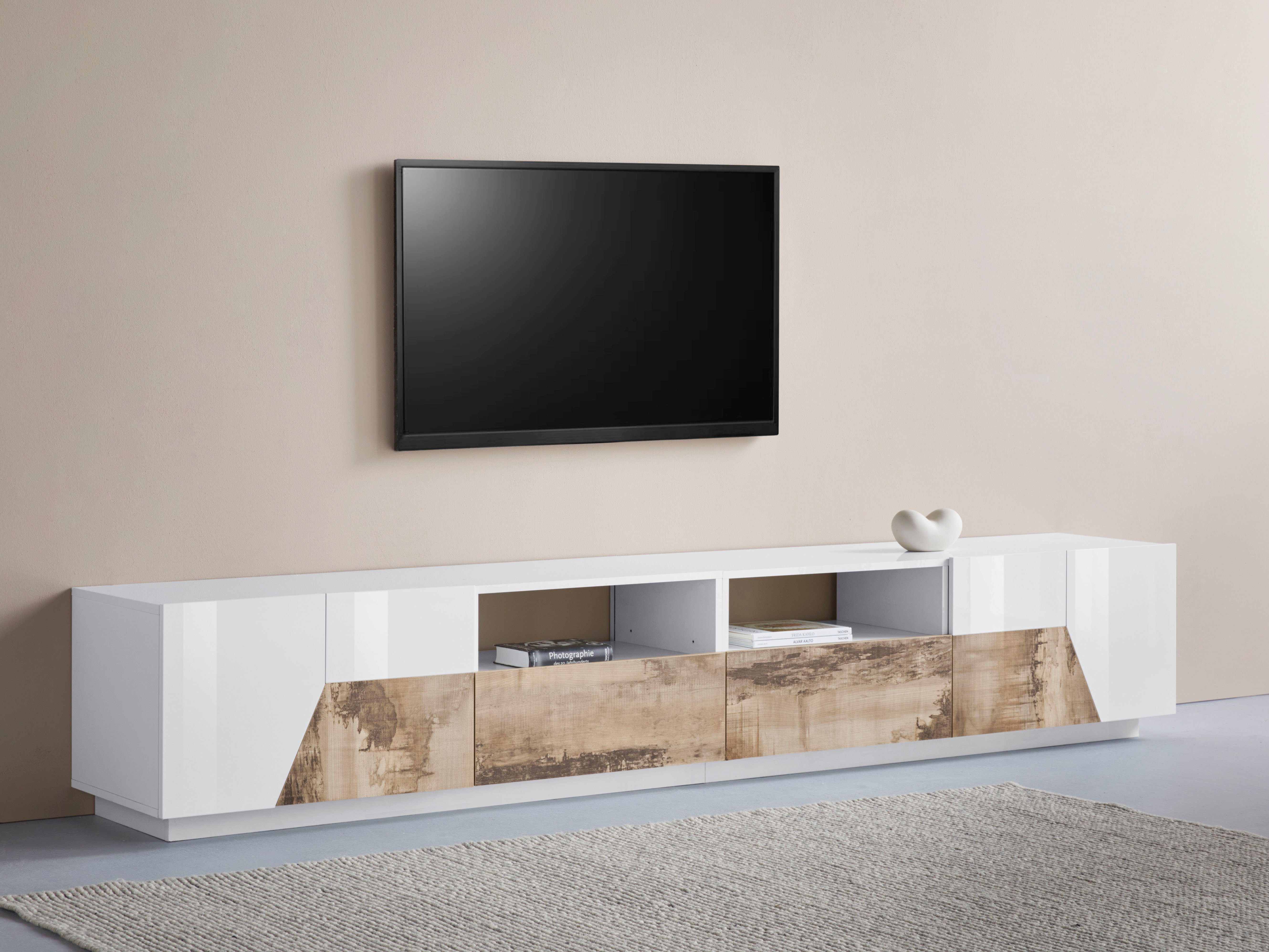 INOSIGN Lowboard ALIEN- TV-Board, mit 4 Türen, 2 Schubladen und 2 offenen Fächern, TV-Kommode Breite ca. 260 cm "Made in Italy"