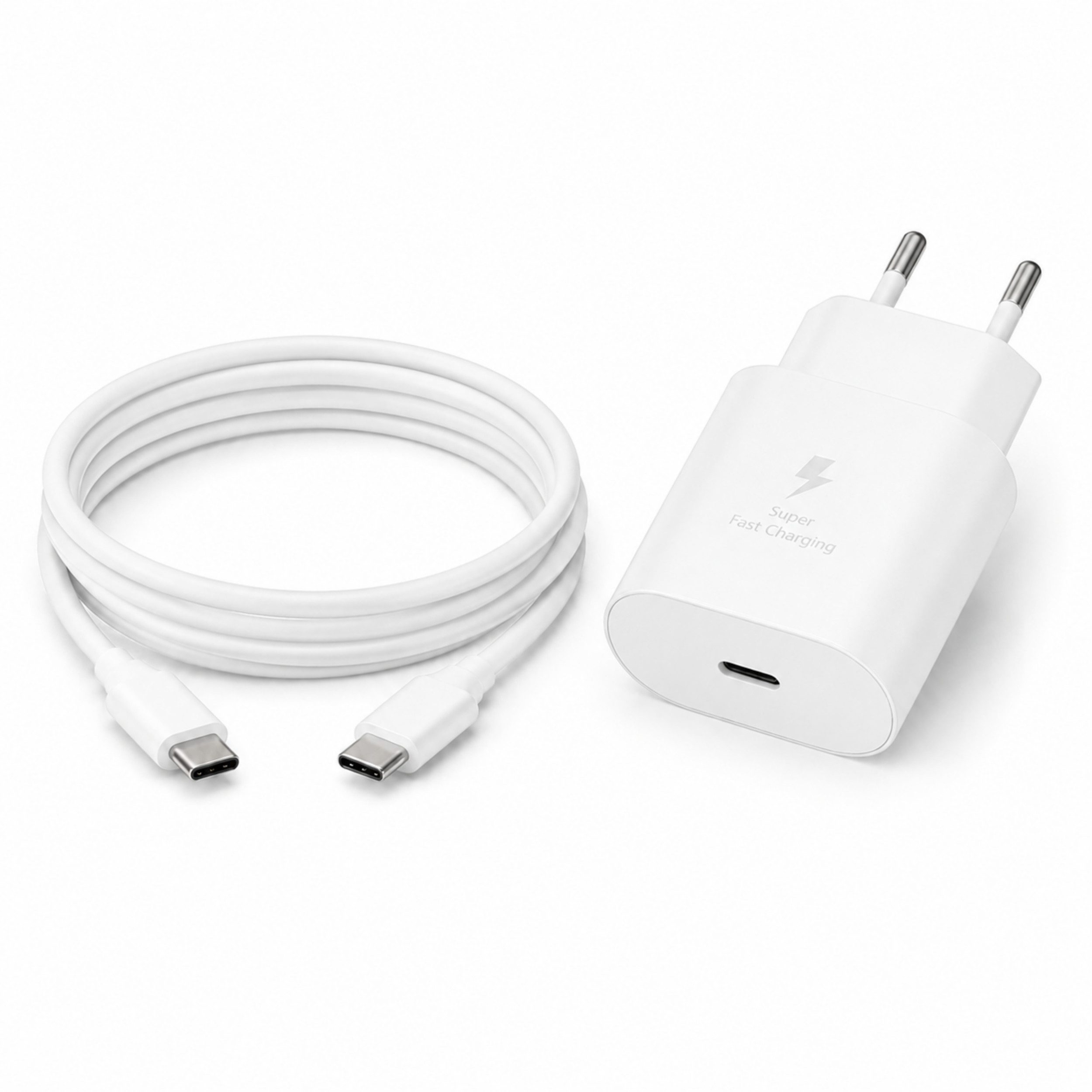 PlugUp 25W USB-C Schnellladegerät mit USB-C Ladekabel für Samsung Galaxy Smartphone-Ladegerät (3000 mA, Set, Inkl. USB-C Ladekabel, Ladeadapter für Samsung Galaxy S26/S25/S24/S23/S22/A55/A35/A25 usw)