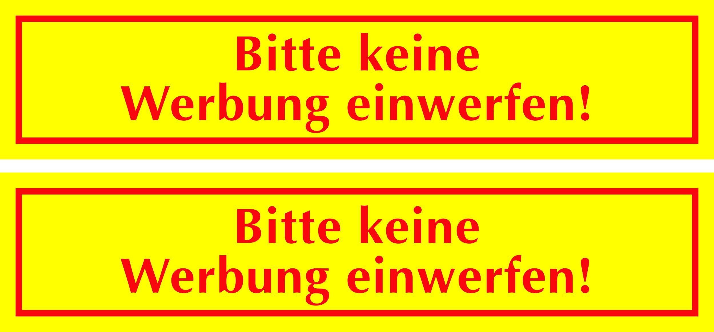Hermann Schütz Aufkleber Aufkleber Bitte keine Werbung einwerfen gelb 2er-Set