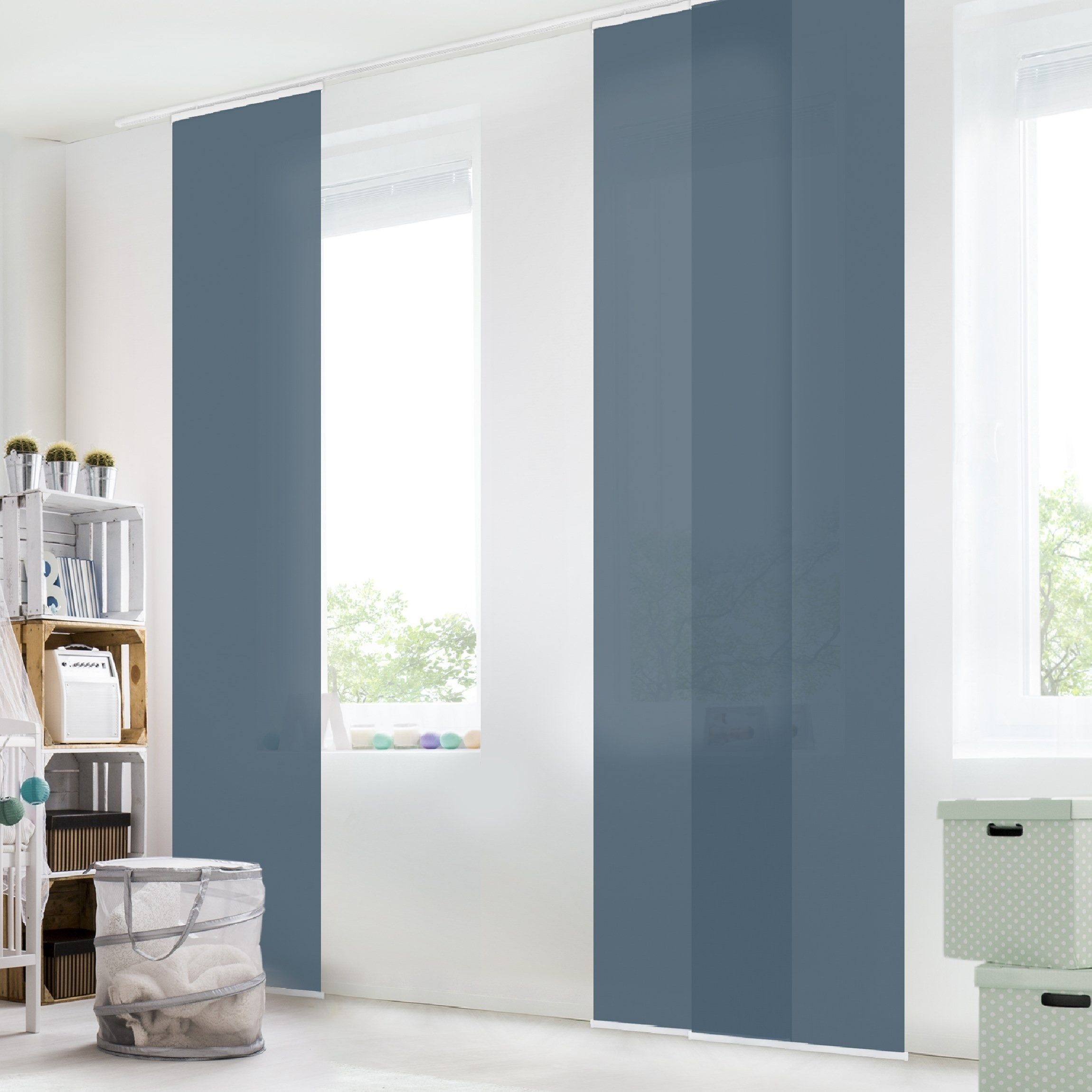 Bilderdepot24 Schiebegardine modern Flächenvorhang blickdicht Schieferblau, günstig online kaufen