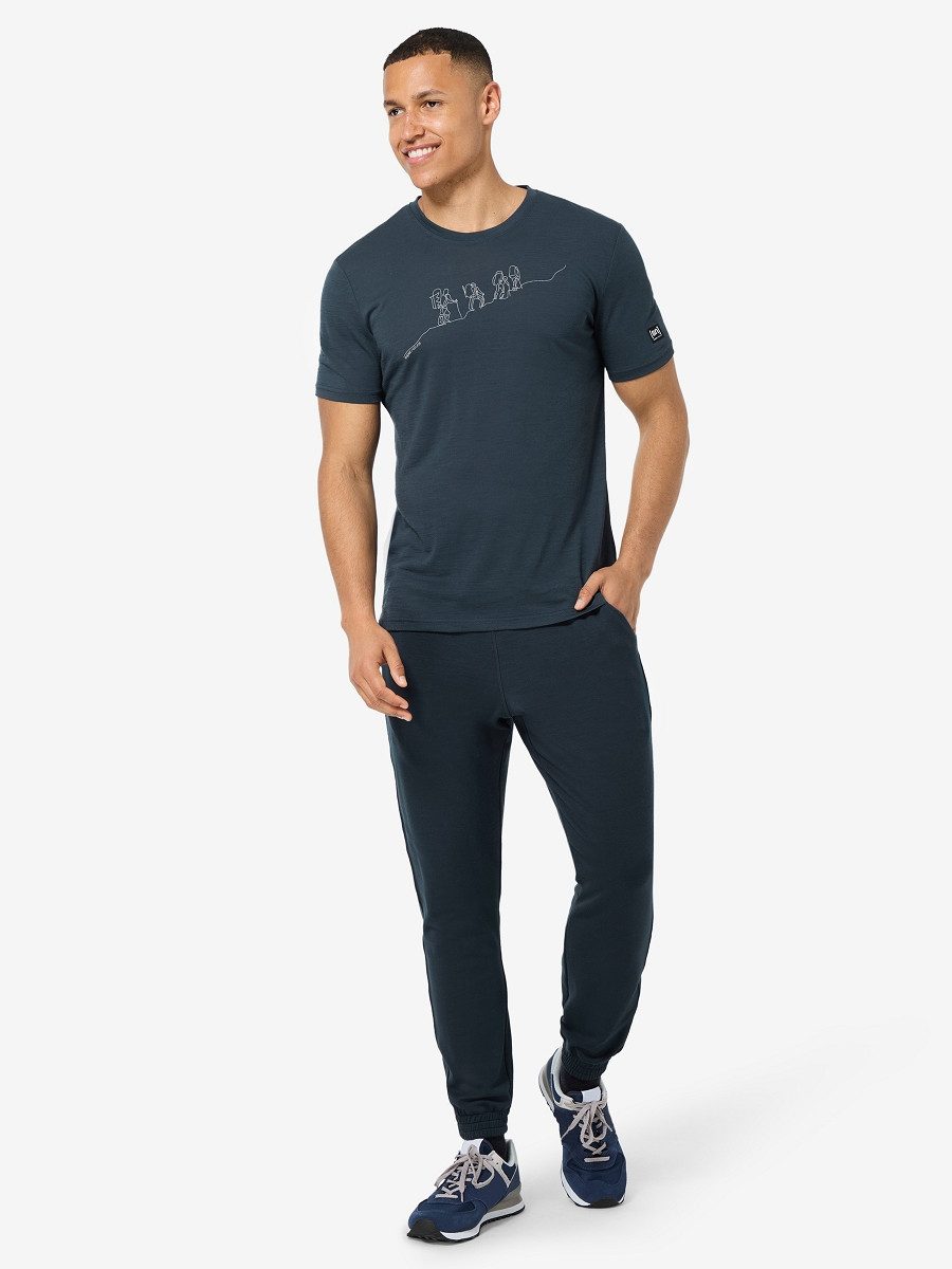 SUPER.NATURAL T-Shirt für Herren, aus Merinowolle M HIKING TEE mit coolem Outdoor Motiv