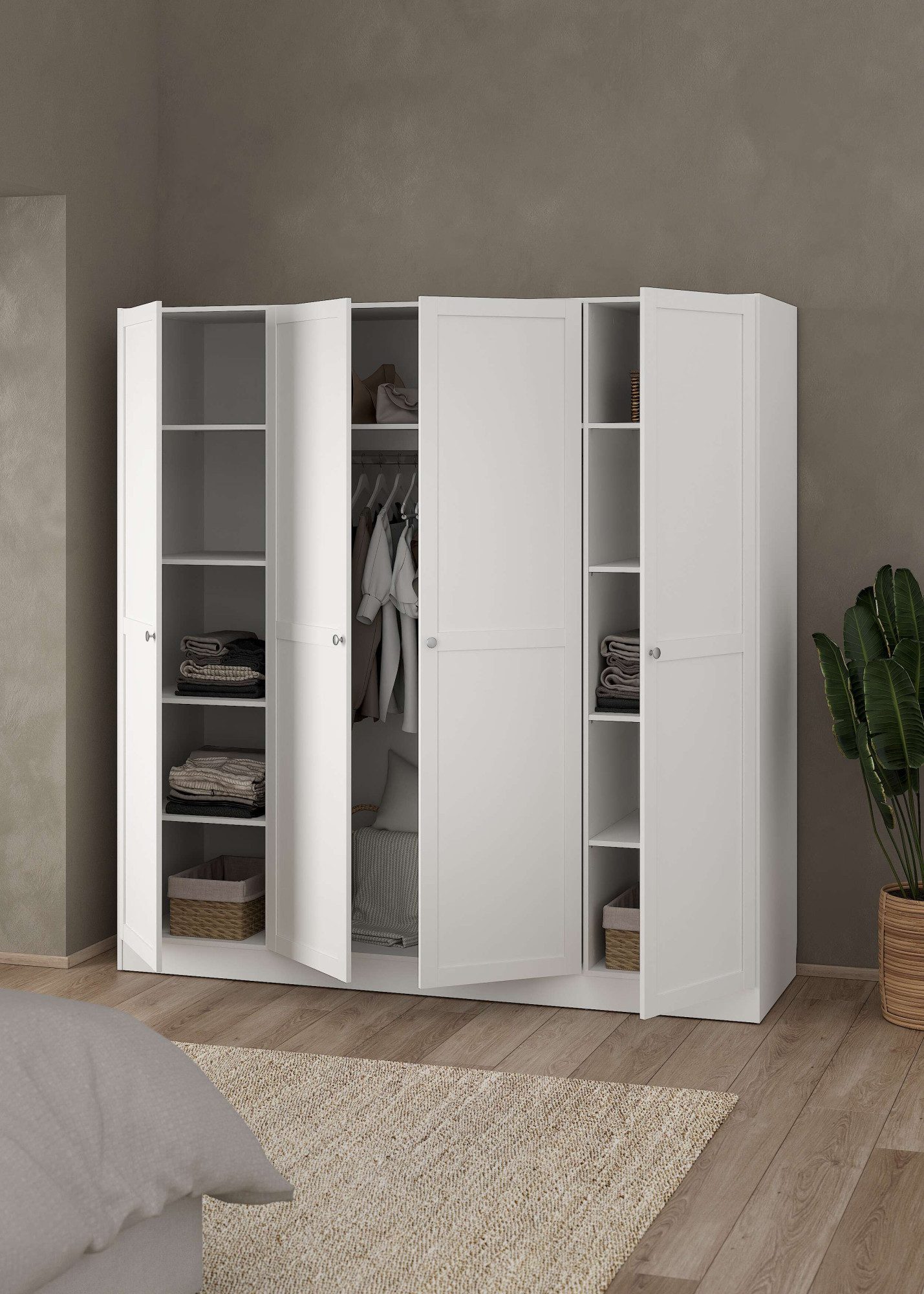 Home affaire Kleiderschrank Kleiderschrank Billund im skandinavischen Design Viel Stauraum mit Böden & Kleiderstange, praktische Aufteilung