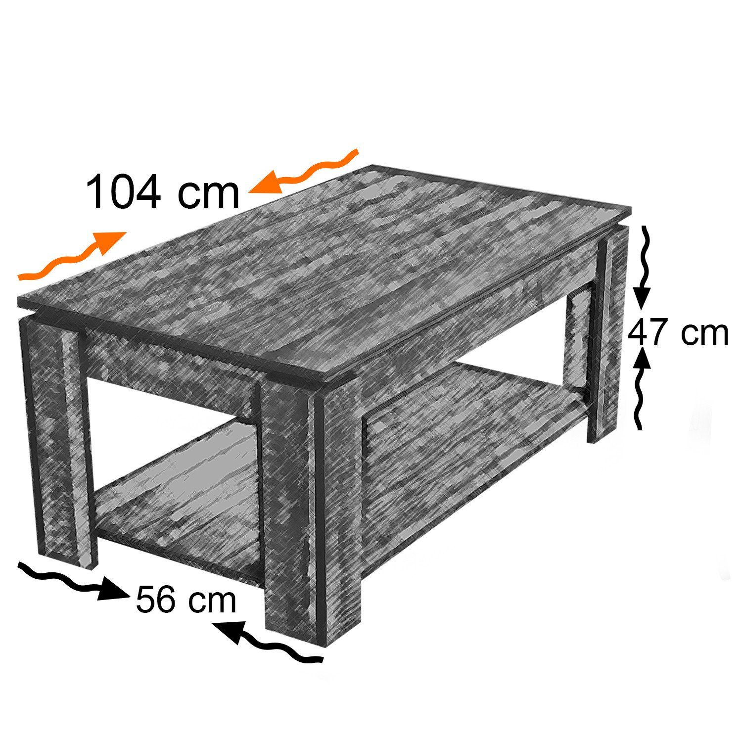 Skye Decor Couchtisch Shelf CMY, 47x104x56 cm Glänzend