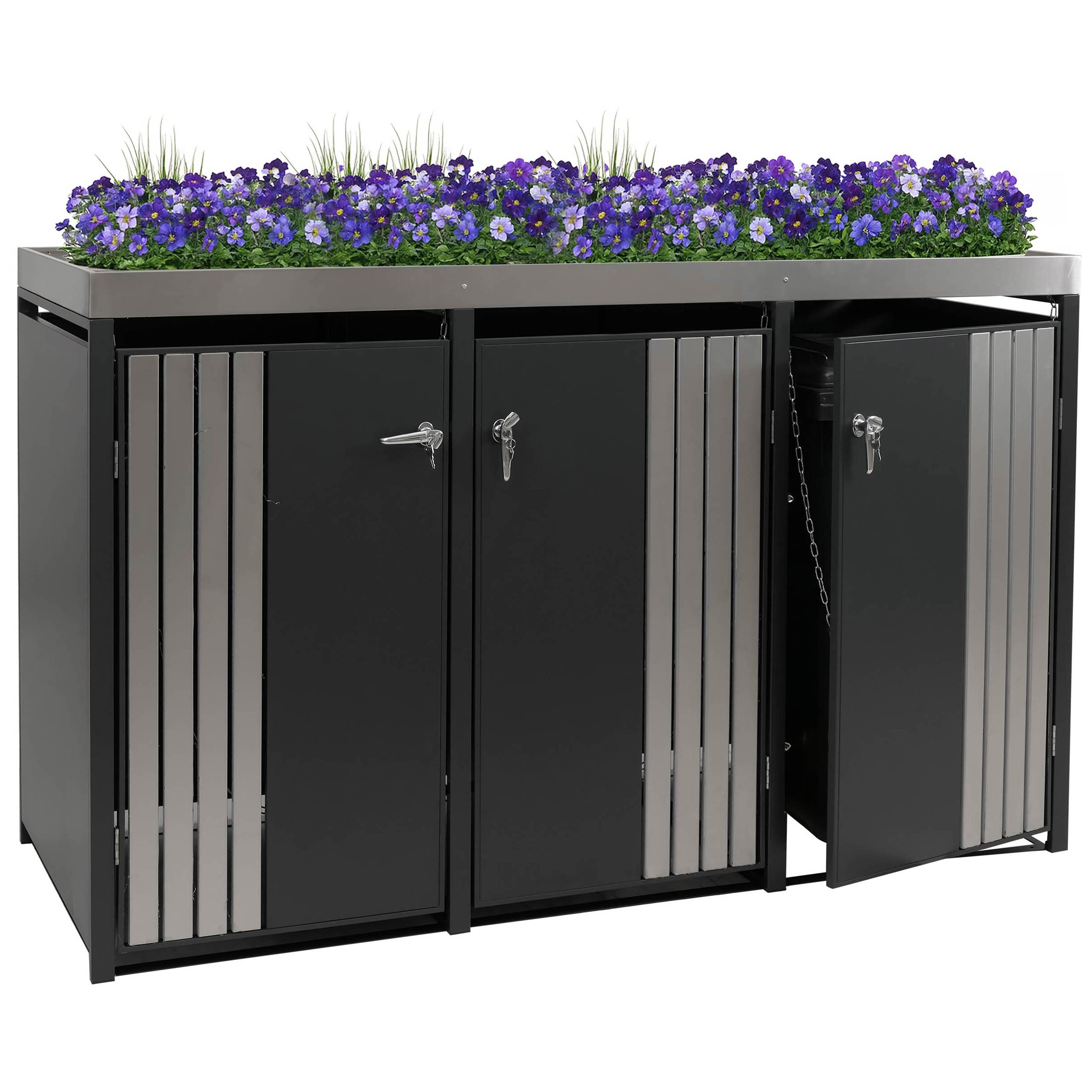 MCW Mülltonnenbox MCW-O67-PK-3 (1 St), Luftzirkulation durch Belüftungsschlitze