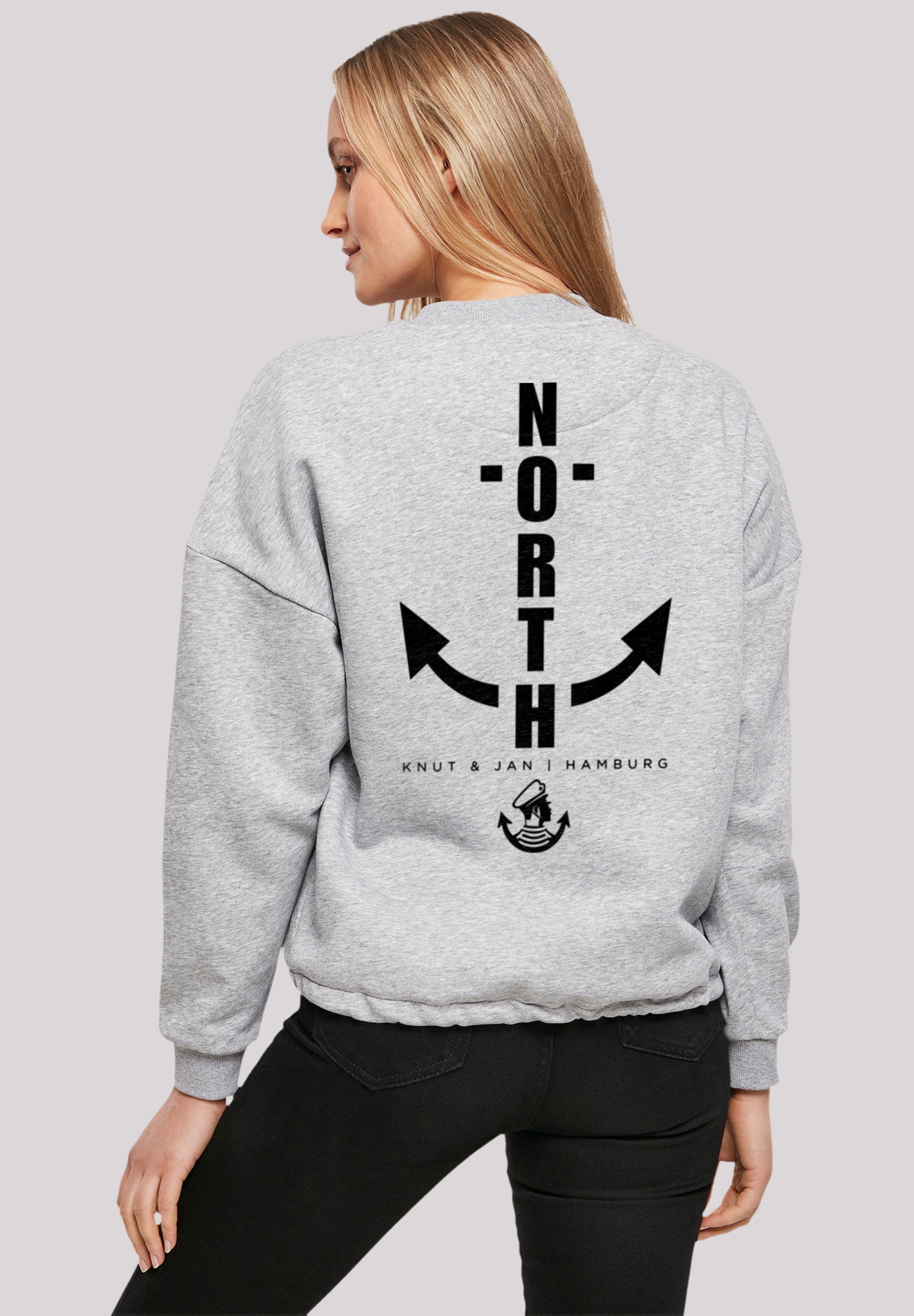 F4NT4STIC Sweatshirt North Anchor Knut & Jan Hamburg Print heather grey