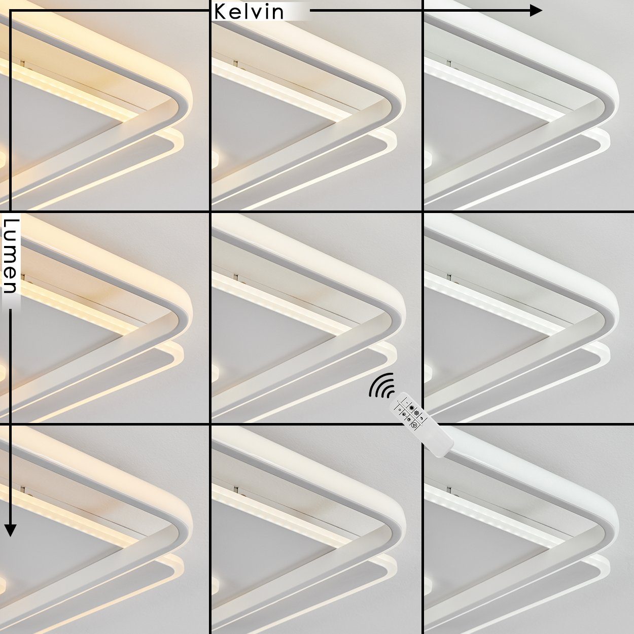 3500 über Lumen Kelvin, Metall/Kunststoff »Lentiai« in Deckenlampe 2700-5500 dimmbare Deckenleuchte CCT LED, aus Weiß, dimmbar/ hofstein änderbar Fernbedienung,