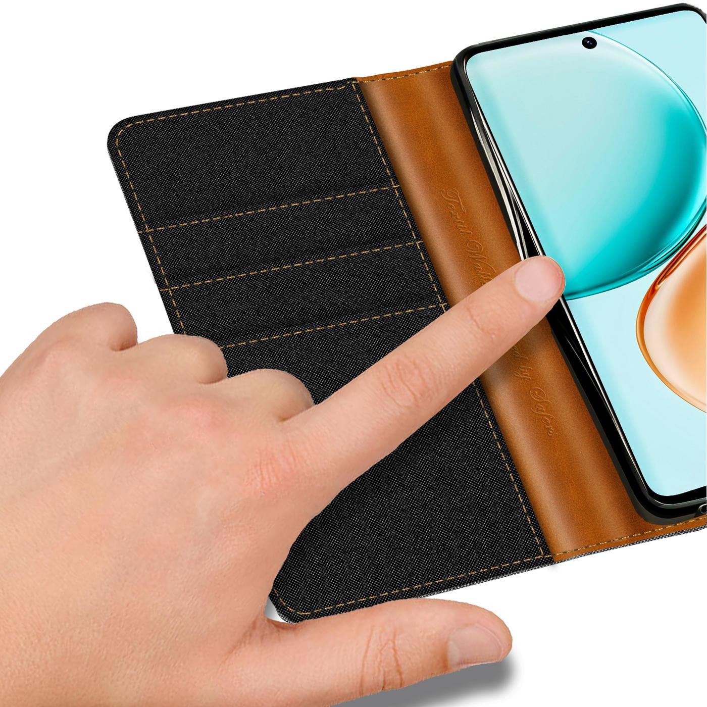 CoolGadget Handyhülle Denim Schutzhülle Flip Case für Honor 400 Smart 6,77 Zoll, Book Cover Handy Tasche Hülle für Honor 400 Smart Klapphülle – Bild 5 von 5