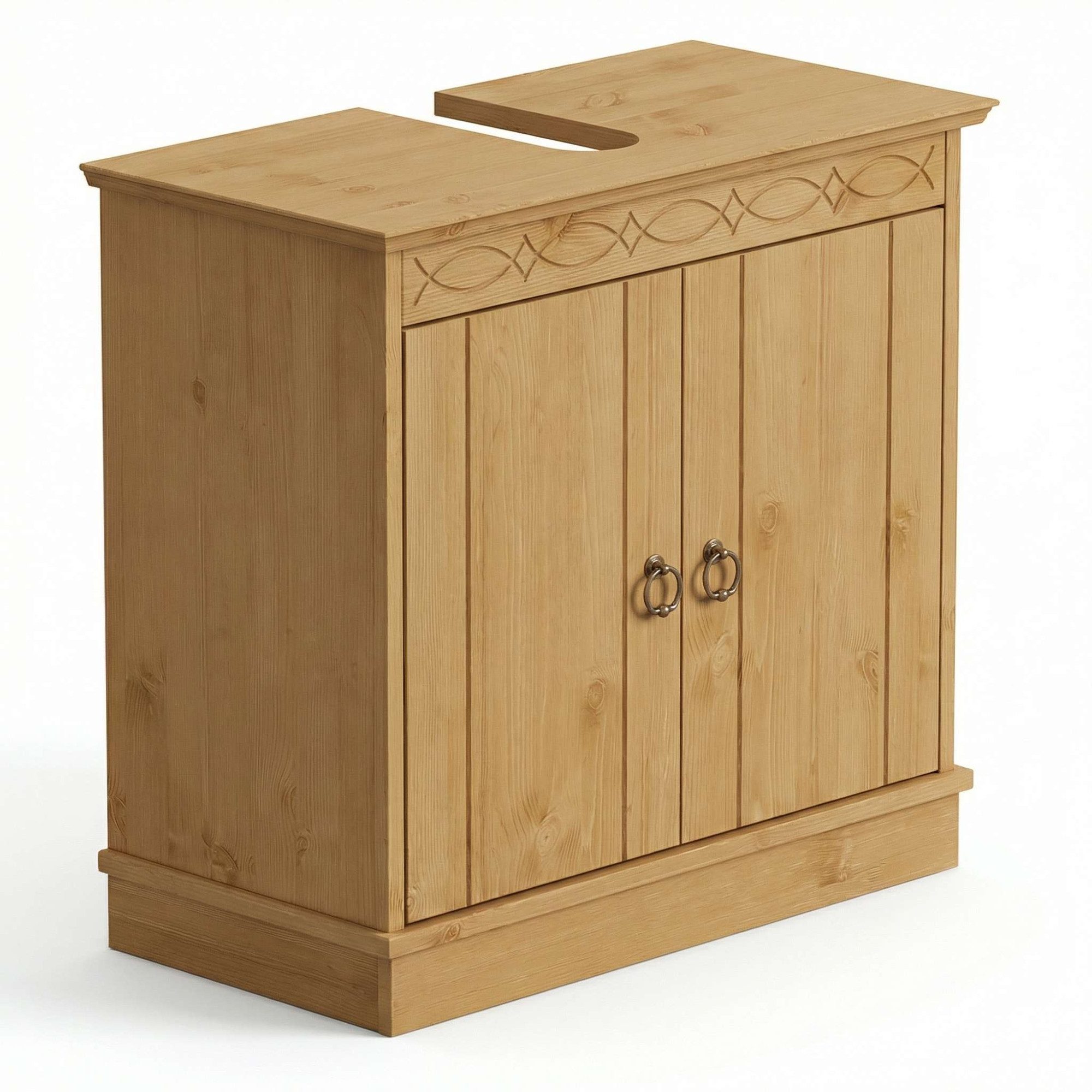 OTTO home Waschbeckenunterschrank Indra, Badschrank, Badmöbel, Badezimmerschrank (B/T/H: 64/32/66 cm) aus massiver Kiefer, 2 Türen, FSC®-zertifiziert