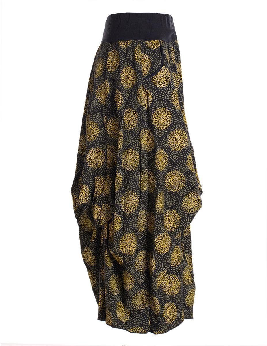 Vishes Maxirock Langer Damen Ballon-Rock Pump-Rock Baumwolle Blüten-Muster Retro Style, Sweat-Rock