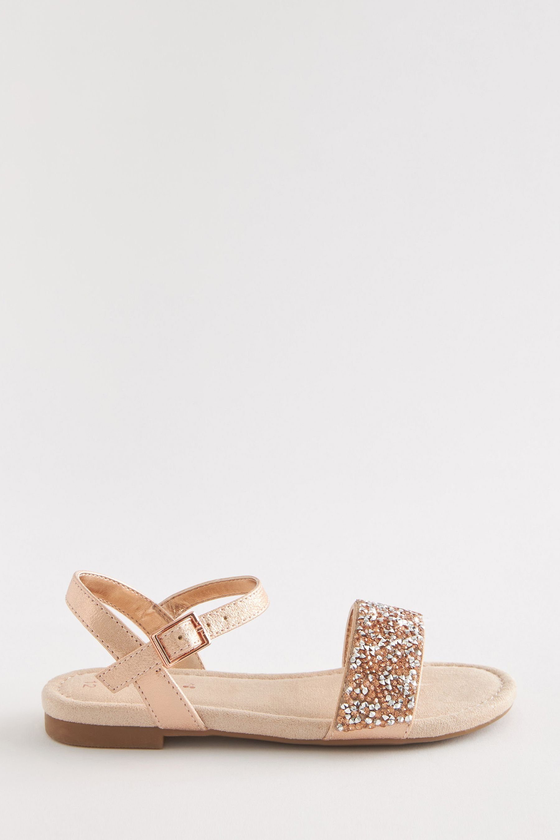 Next Sandalen mit Schmucksteinen Sandale (1-tlg) Rose Gold Crystal