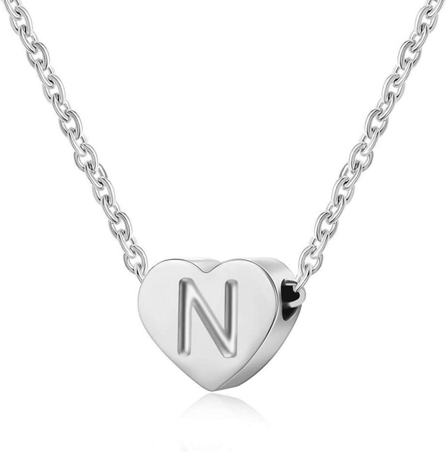 Kette und Anhänger Set Silber Damen Halskette mit Buchstabenherz Anhänger Initialschmuck