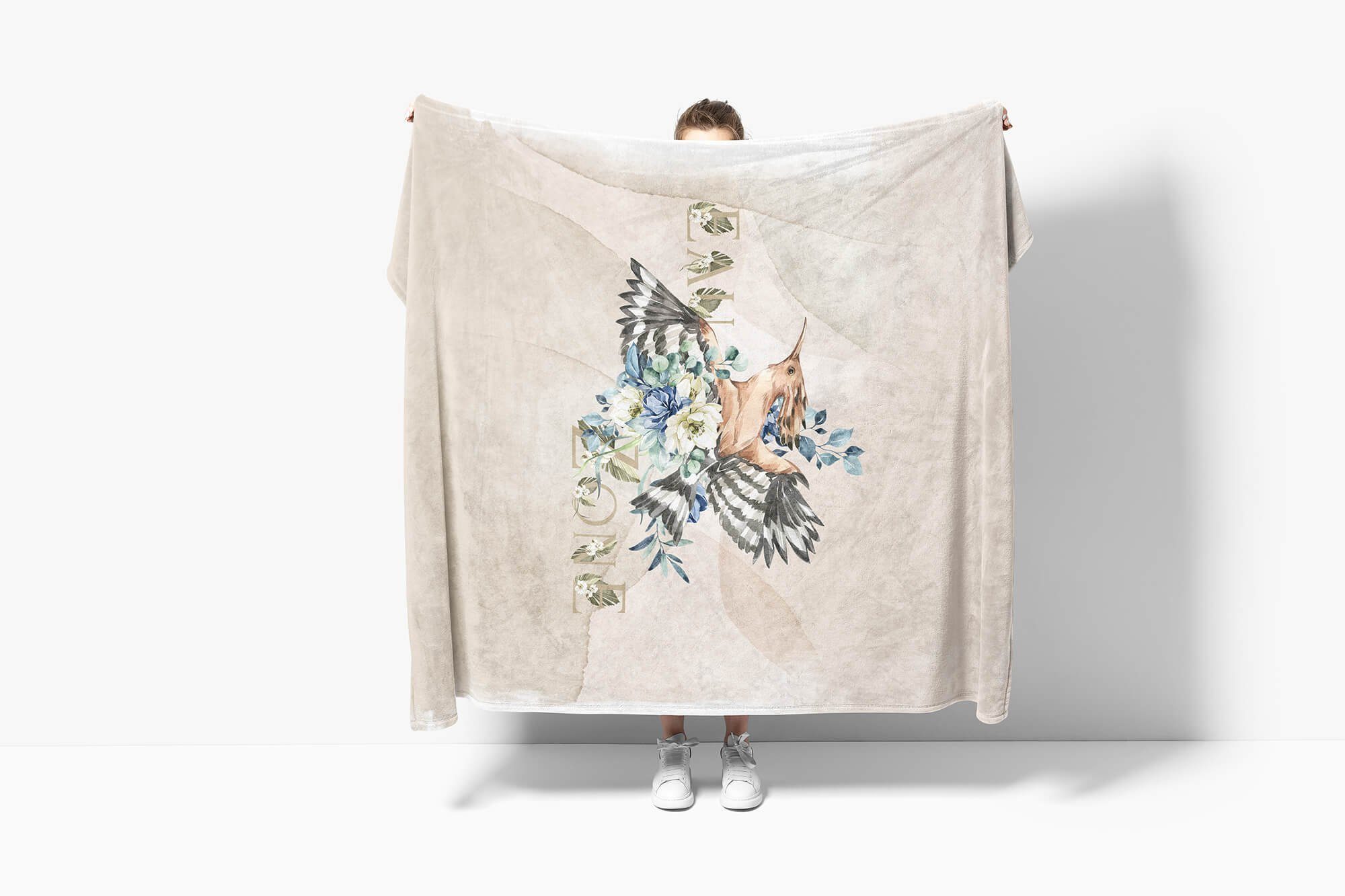 Handtuch Strandhandtuch Einzigarti, Handtücher Motiv Blumen Handtuch Art (1-St), Blüten Sinus Baumwolle-Polyester-Mix Kuscheldecke Saunatuch Wiedehopf schönes