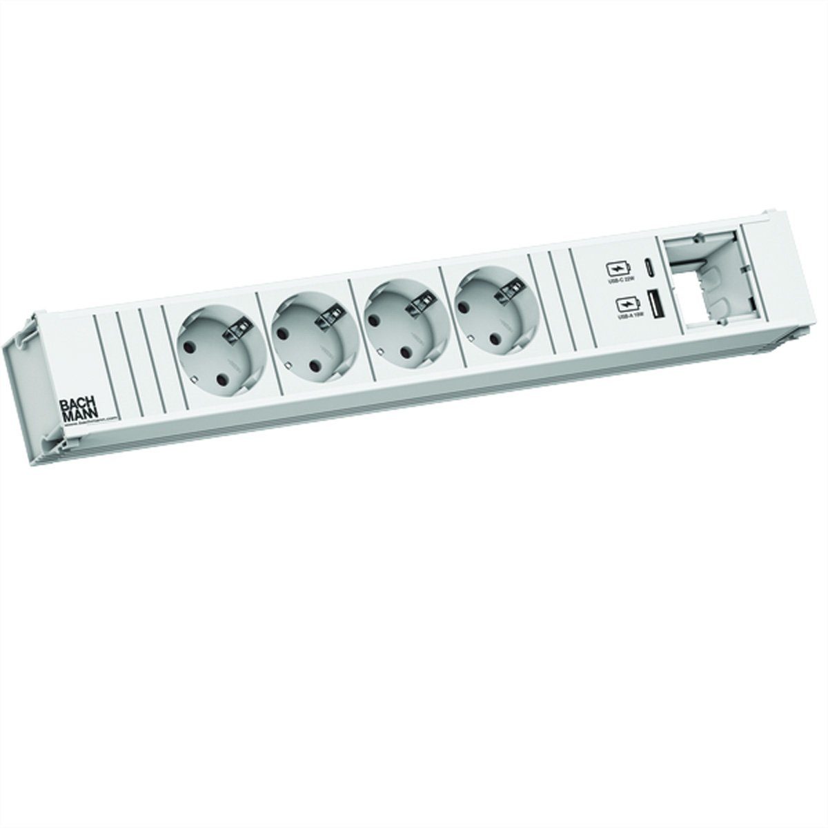 Bachmann CONI 4xCEE7/3 1xUSB A/C 22W 1xCM 0,2m GST18 RAL9010 Einbau-Tischsteckdosenleiste (Kabellänge 0.2 m), 912.702