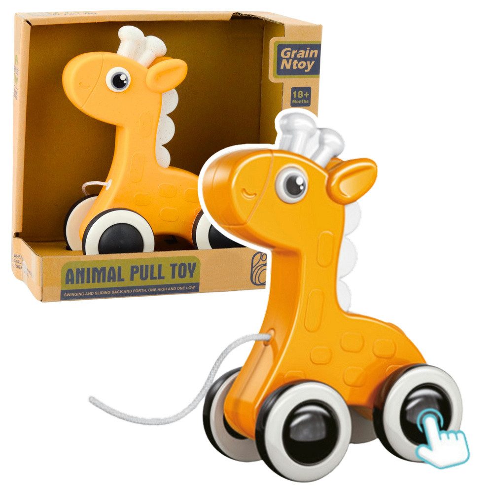 LEAN TOYS Nachziehspielzeug Nachziehtier Lauflernhilfe Ziehfigur, (Spar-Set, 1-tlg), Zugschnur, Quietscher in allen Rädern