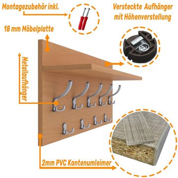 AKKE Garderobenhalter, VERTI Horizontaler Garderobe Aluminium Haken 2mm PVC Kantenumleimung