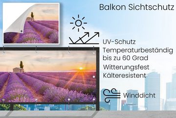 MuchoWow Balkonsichtschutz Lavendel - Sonnenuntergang - Blumen - Lila (1-St) Balkonbanner, Sichtschutz für den Balkon, Robustes und wetterfest
