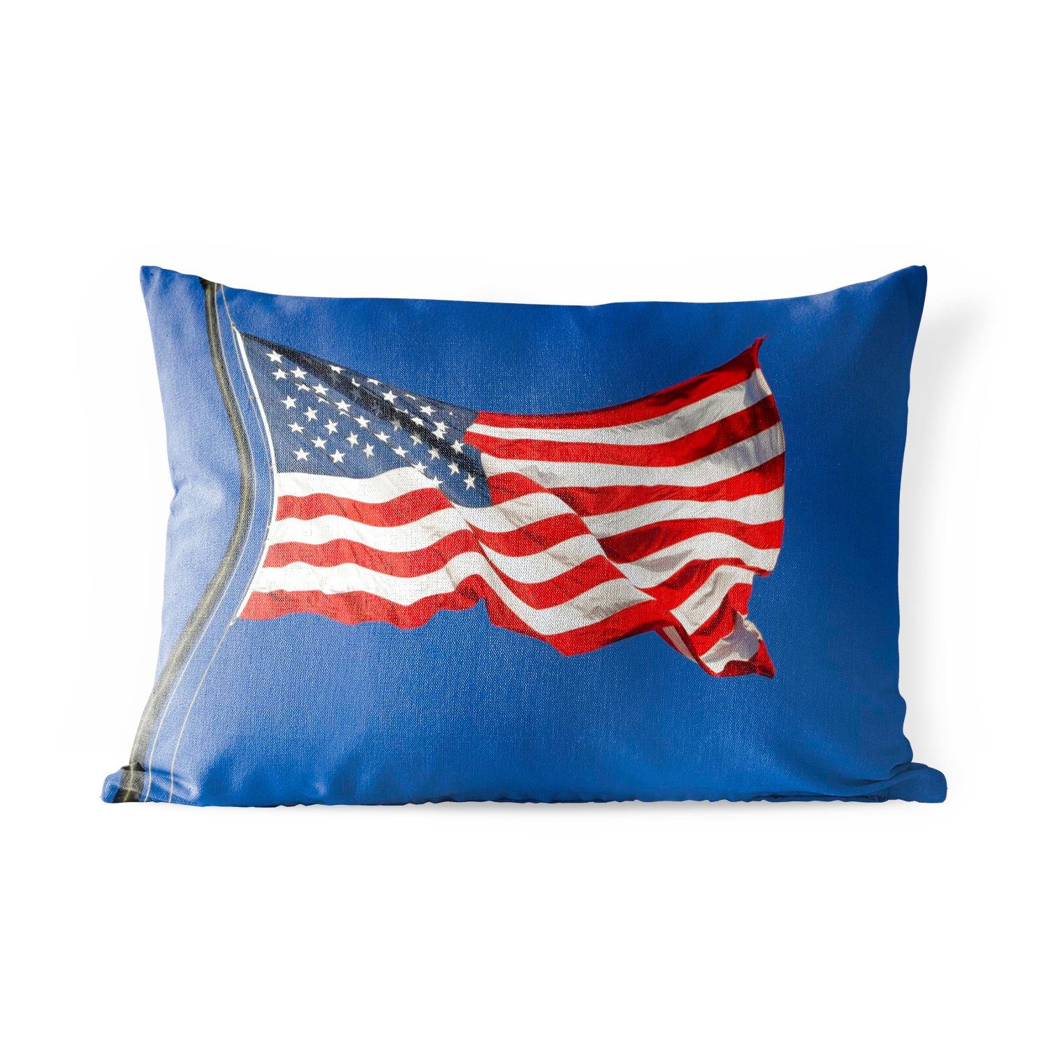 MuchoWow Dekokissen Hissende Flagge der Vereinigten Staaten, Outdoor-Dekorationskissen, Polyester, Dekokissenbezug, Kissenhülle