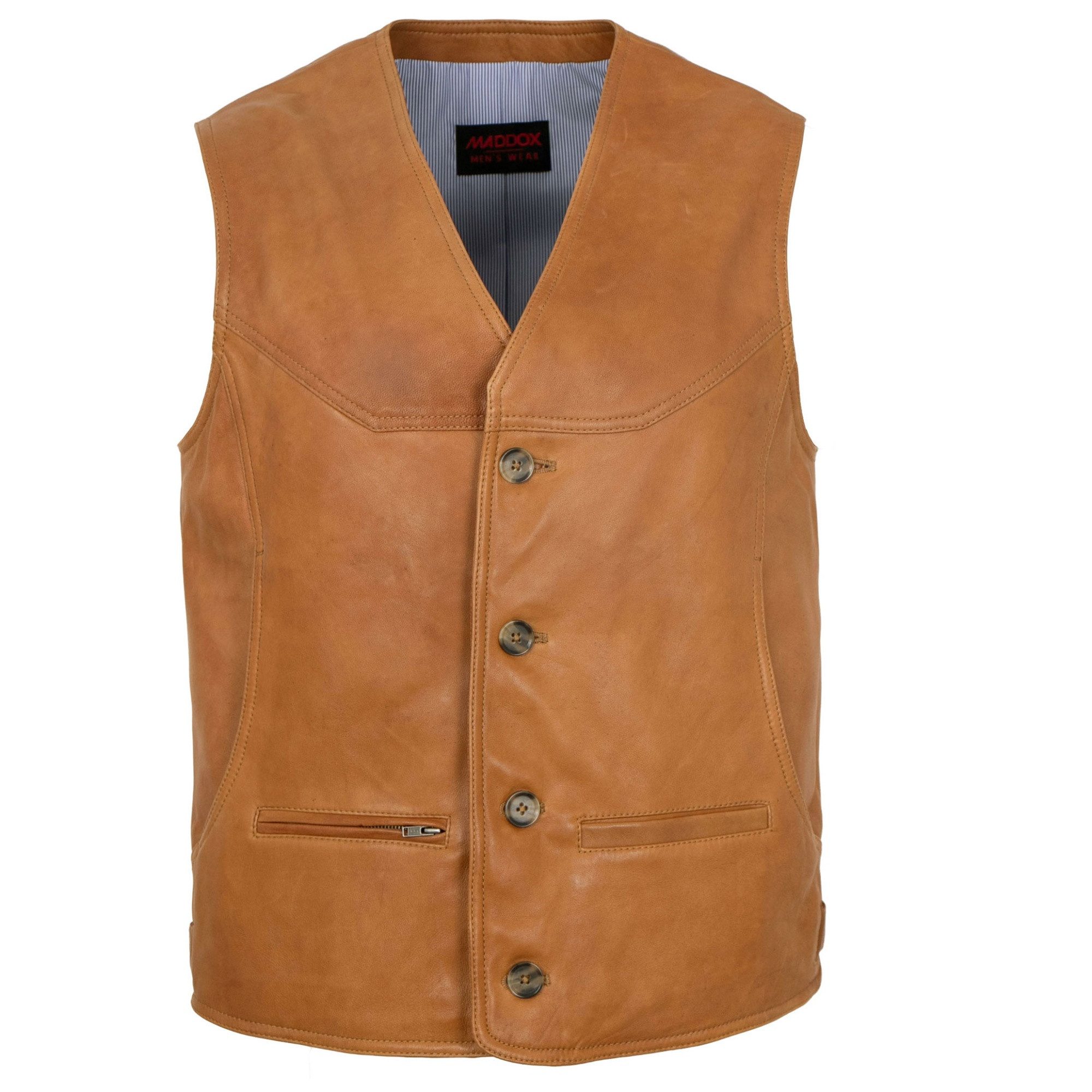 Maddox Lederweste 1082 MADDOX - Herren Lederweste Lammnappa cognac