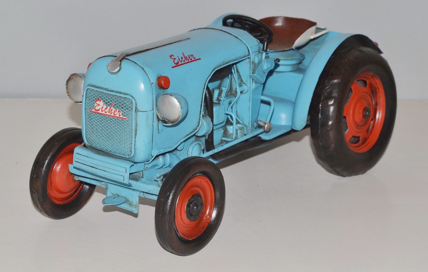 JS GartenDeko Modelltraktor Blechtraktor Modellauto Marke Eicher Traktor Dieselschlepper L 32 cm
