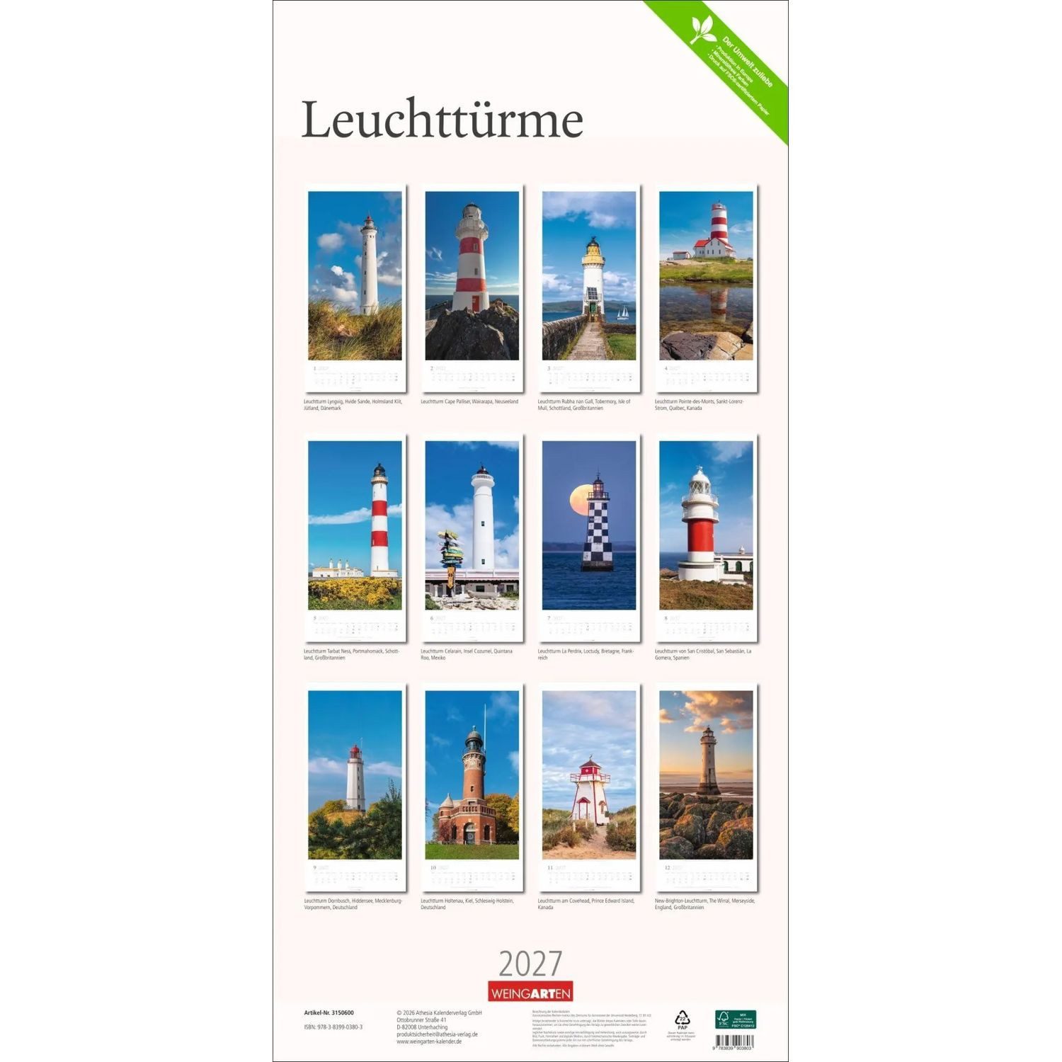 Wandkalender Leuchttürme Kalender 2027 – Bild 2 von 5
