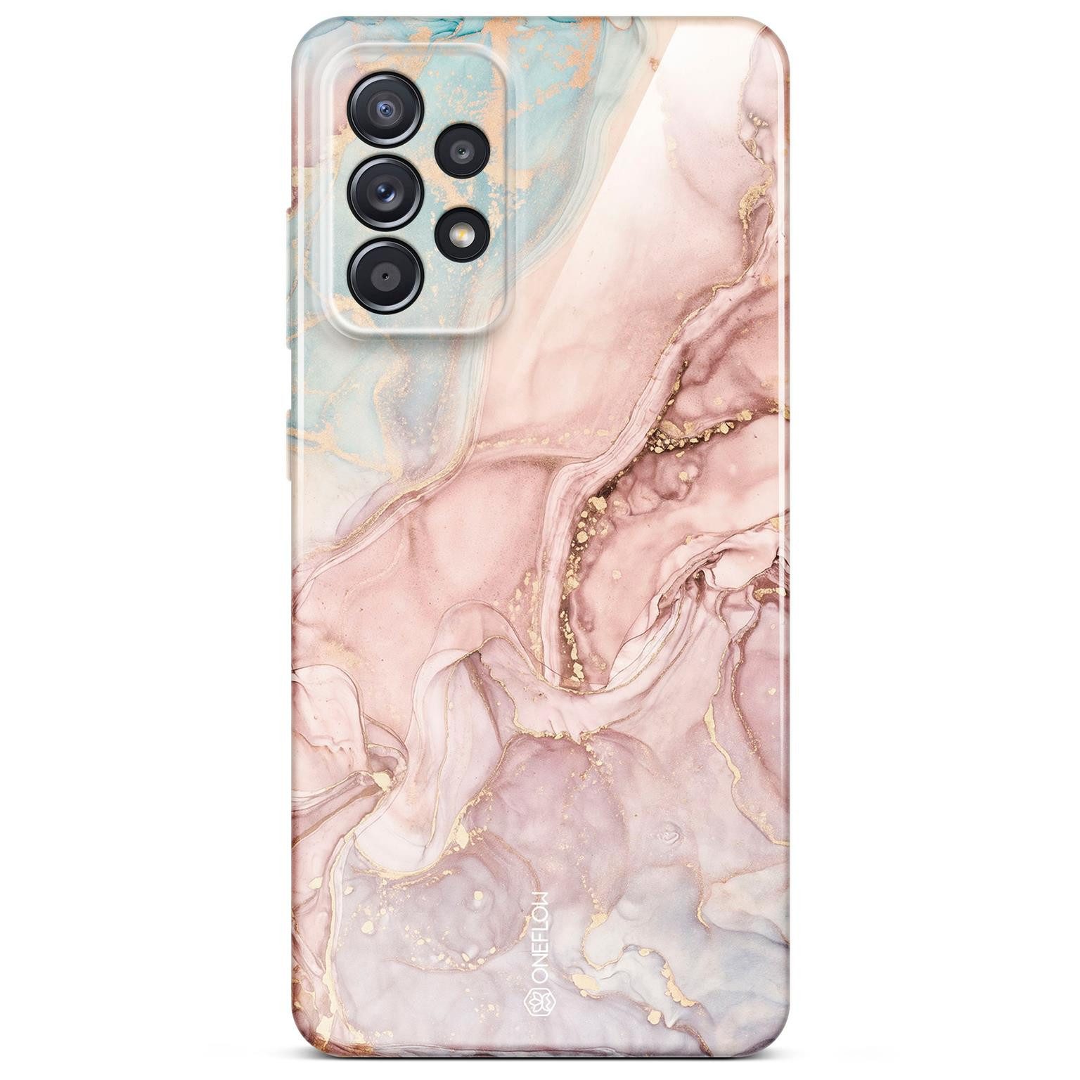 ONEFLOW Handyhülle für Samsung Galaxy A52s 5G Hülle Marmor Bliss Cover Rosa Grau 6,5 Zoll, Handy Schutz Backcover Handytasche Case Schutzhülle mit Kameraschutz