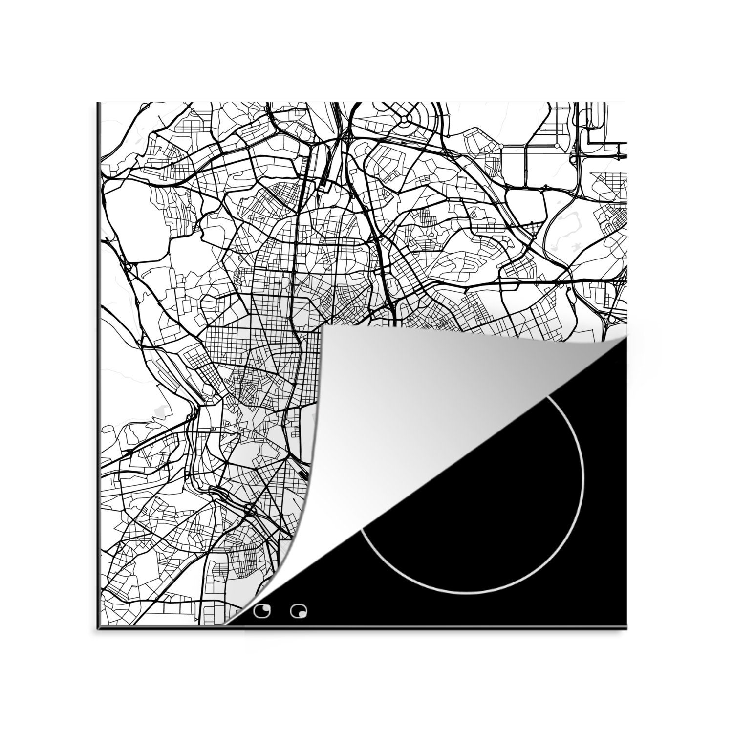 Neue Artikel im Ausland erhältlich! MuchoWow Herdblende-/Abdeckplatte Madrid Schwarz - Vinyl, Karte, Ceranfeldabdeckung, tlg), Stadtplan - - Arbeitsplatte küche (1 und 78x78 weiß für cm