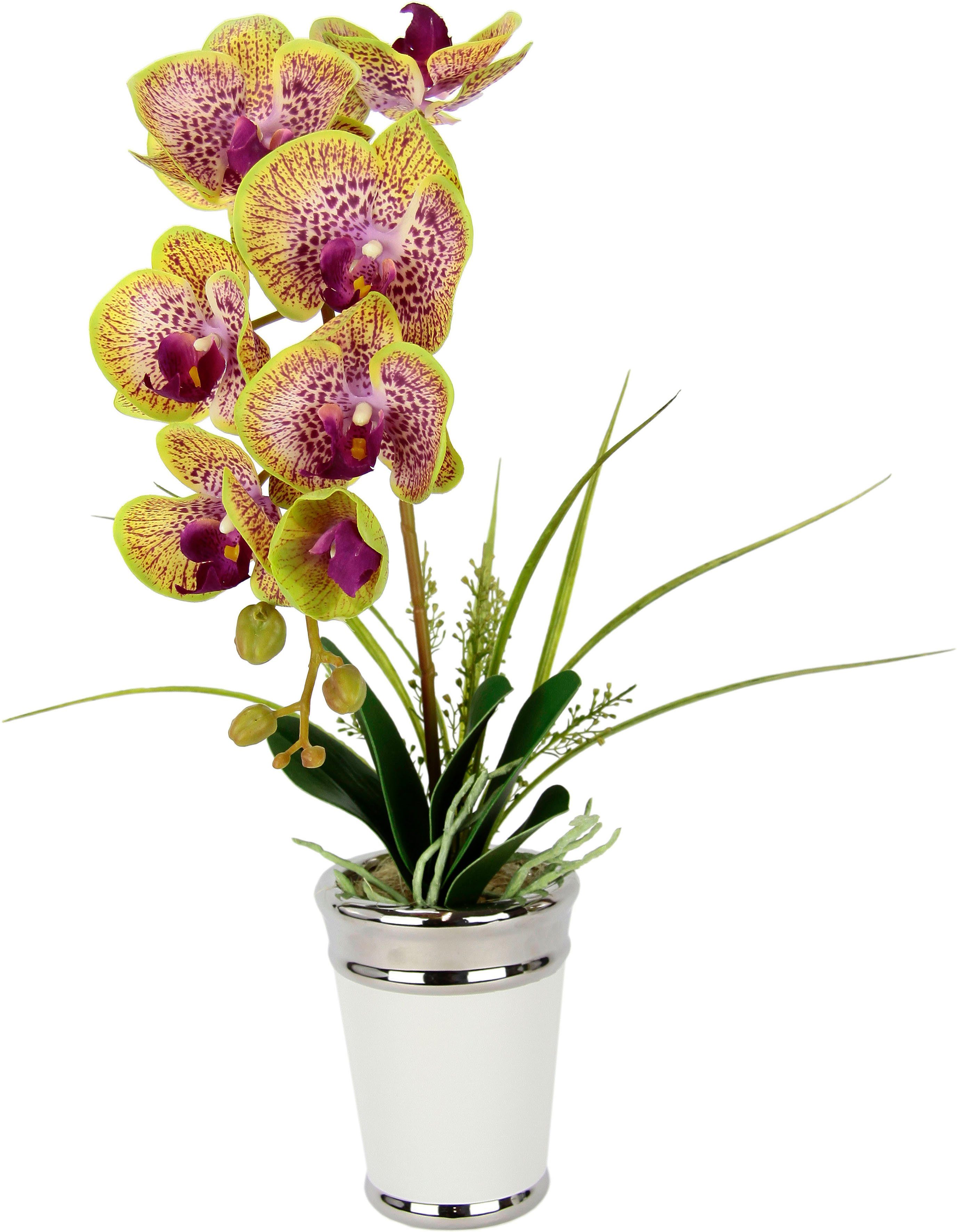 Kunstblume cm, aus I.GE.A., Seidenblume 52 Topf, Real rosa Höhe Touch Orchidee, im Keramik,