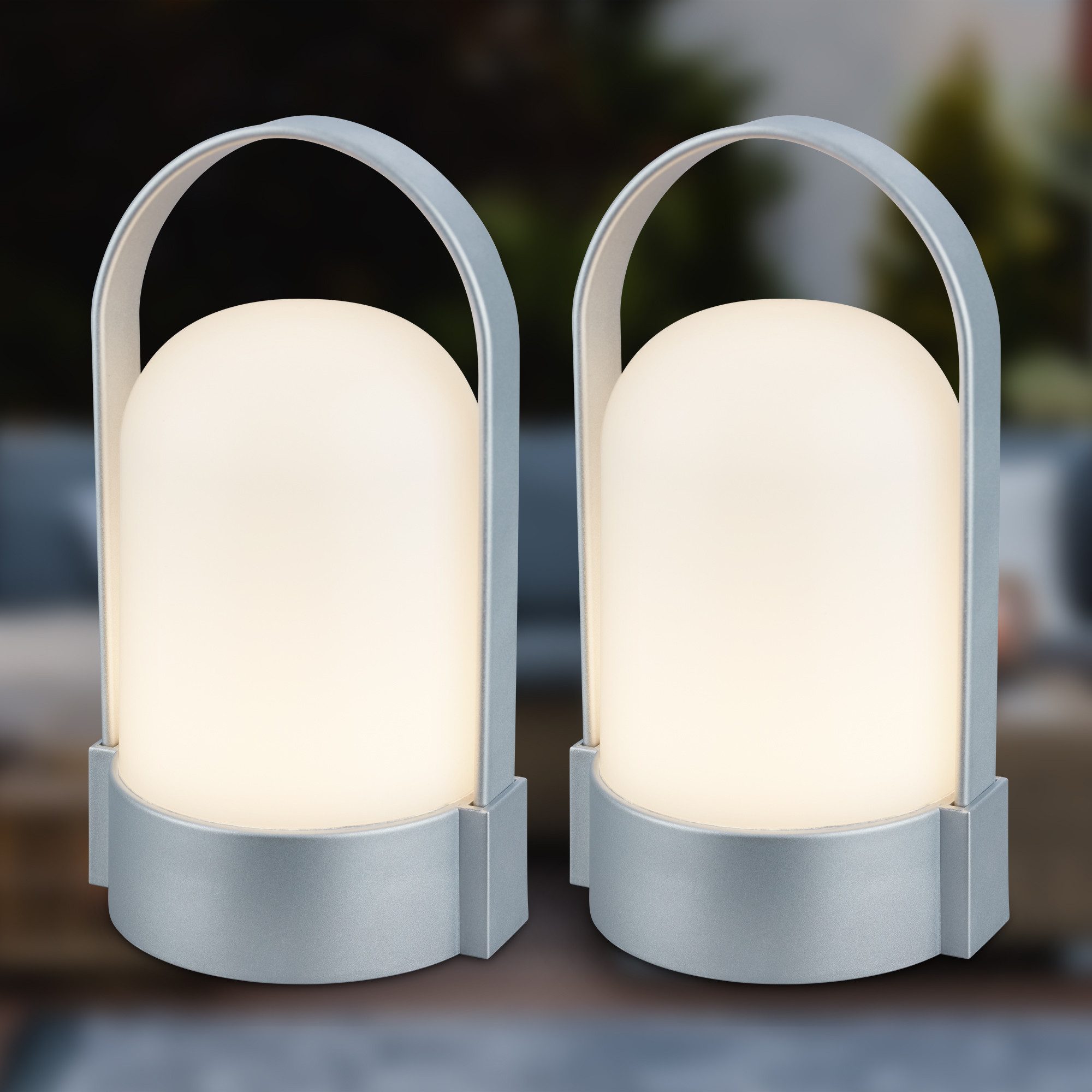 Briloner Leuchten Tischleuchte LED Tischlampe Warmweiß Akku dimmbar Indoor Outdoor, Multipack, LED fest integriert, 3000K - Warmweiß