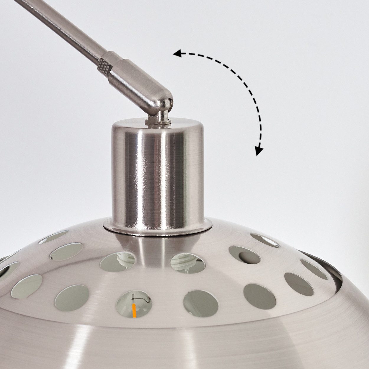 hofstein Bogenlampe Stehlampe aus Metall mit Marmorfuß in Schwarz/Nickel-matt/Weiß, ohne Leuchtmittel, verstellbar, im Retro/Vintage-Design / Fußschalter / Lichteffekt, E27