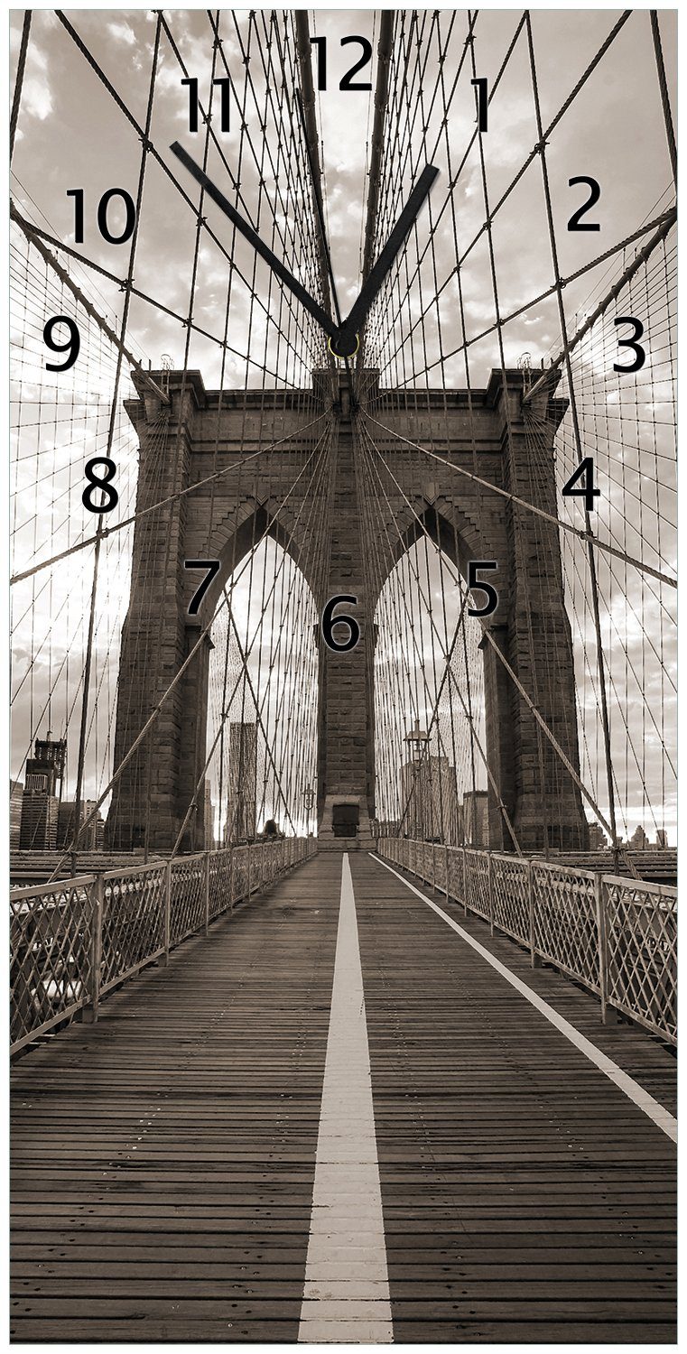 Wallario Wanduhr Brooklyn Bridge in New York (Uhr aus Acryl)