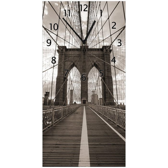 Wallario Wanduhr Uhr aus Acryl - Motiv: Brooklyn Bridge in New York (lautloses Uhrwerk)