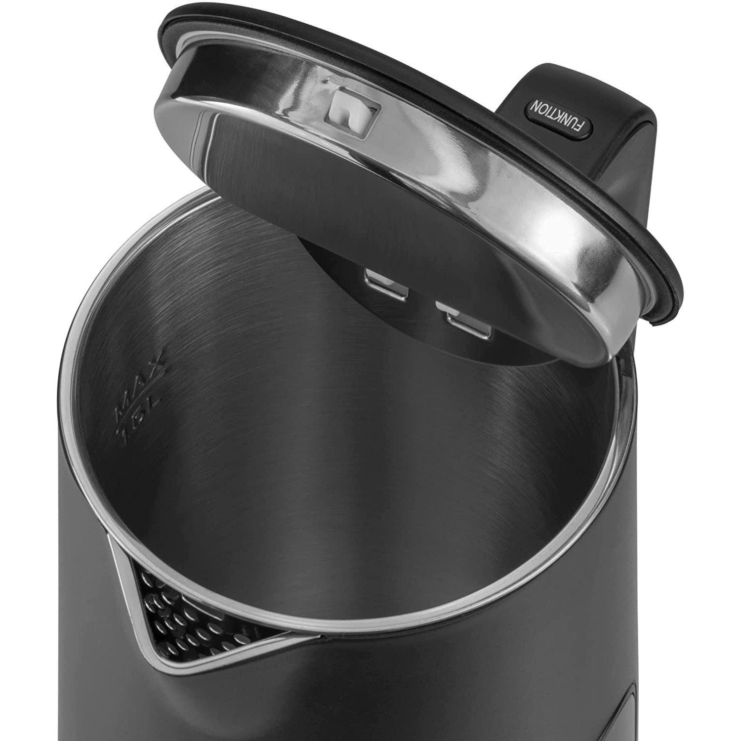 KLAMER Wasserkocher Edelstahl mit Temperatureinstellung 40-100°C, Warmhaltefunktion, matt…, 1,5 l, 1800 W, 1,5L, 5 Temp.-Einst., kalkfrei, BPA-frei, integrierte – Bild 4 von 5