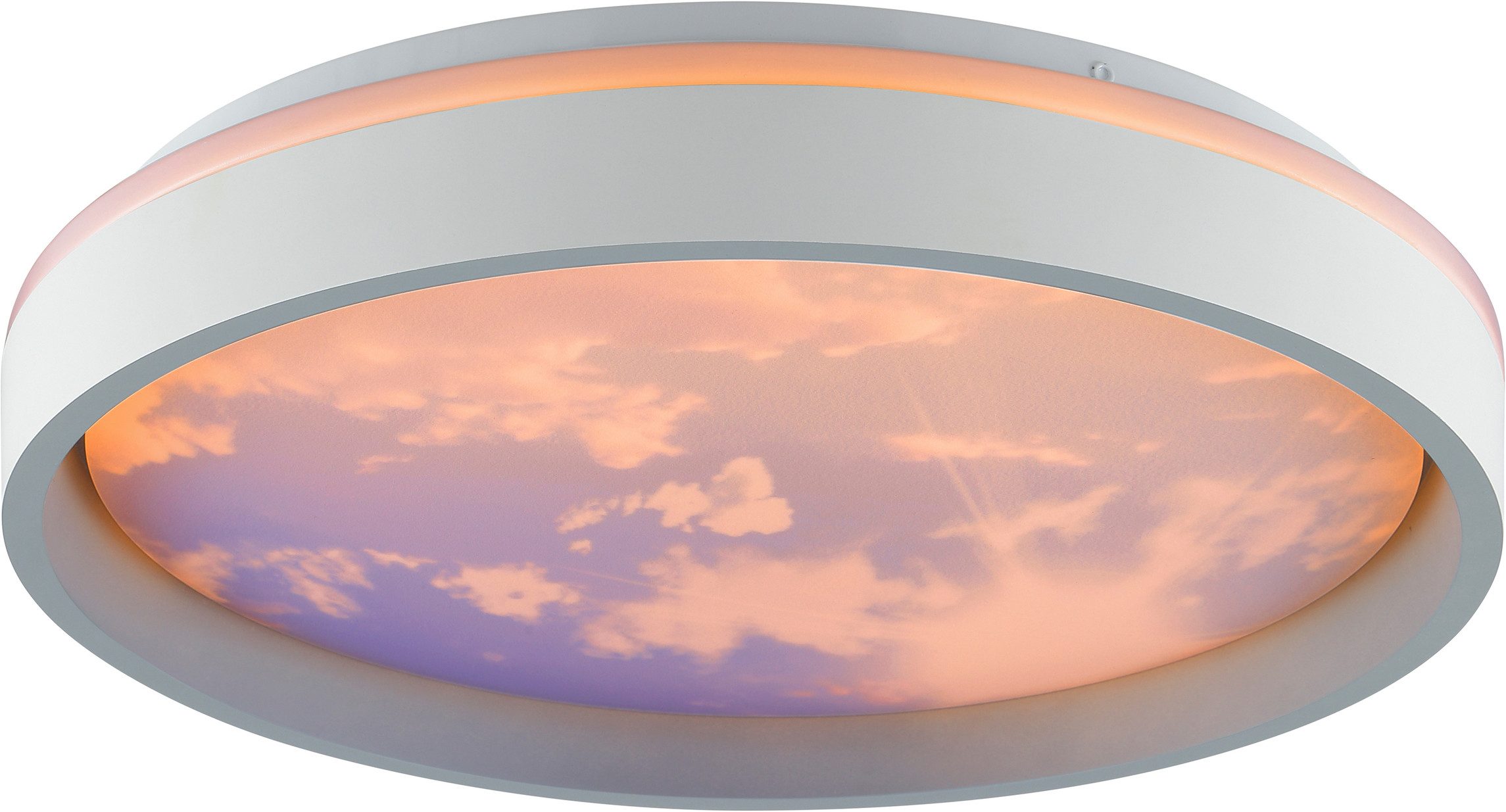 Brilliant LED Deckenleuchte Sky-Dream, CCT - über Fernbedienung, Dimmfunktion, Memoryfunktion, Nachtlichtfunktion, Timerfunktion, LED fest integriert, warmweiß - kaltweiß, Himmel Optik mit Wolkenmotiv, CCT 1800-6500 K, dimmbar