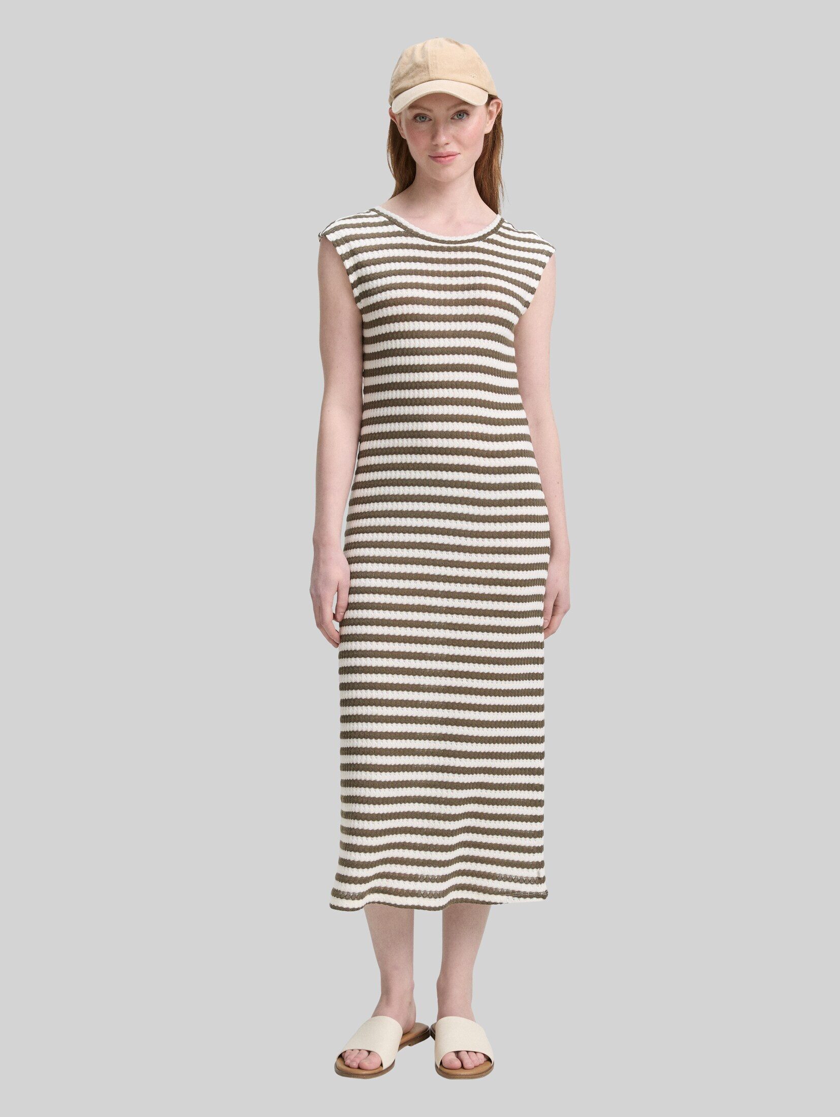 TOM TAILOR Denim Sommerkleid Kleider & Jumpsuits Midi-Kleid mit Streifenmuster