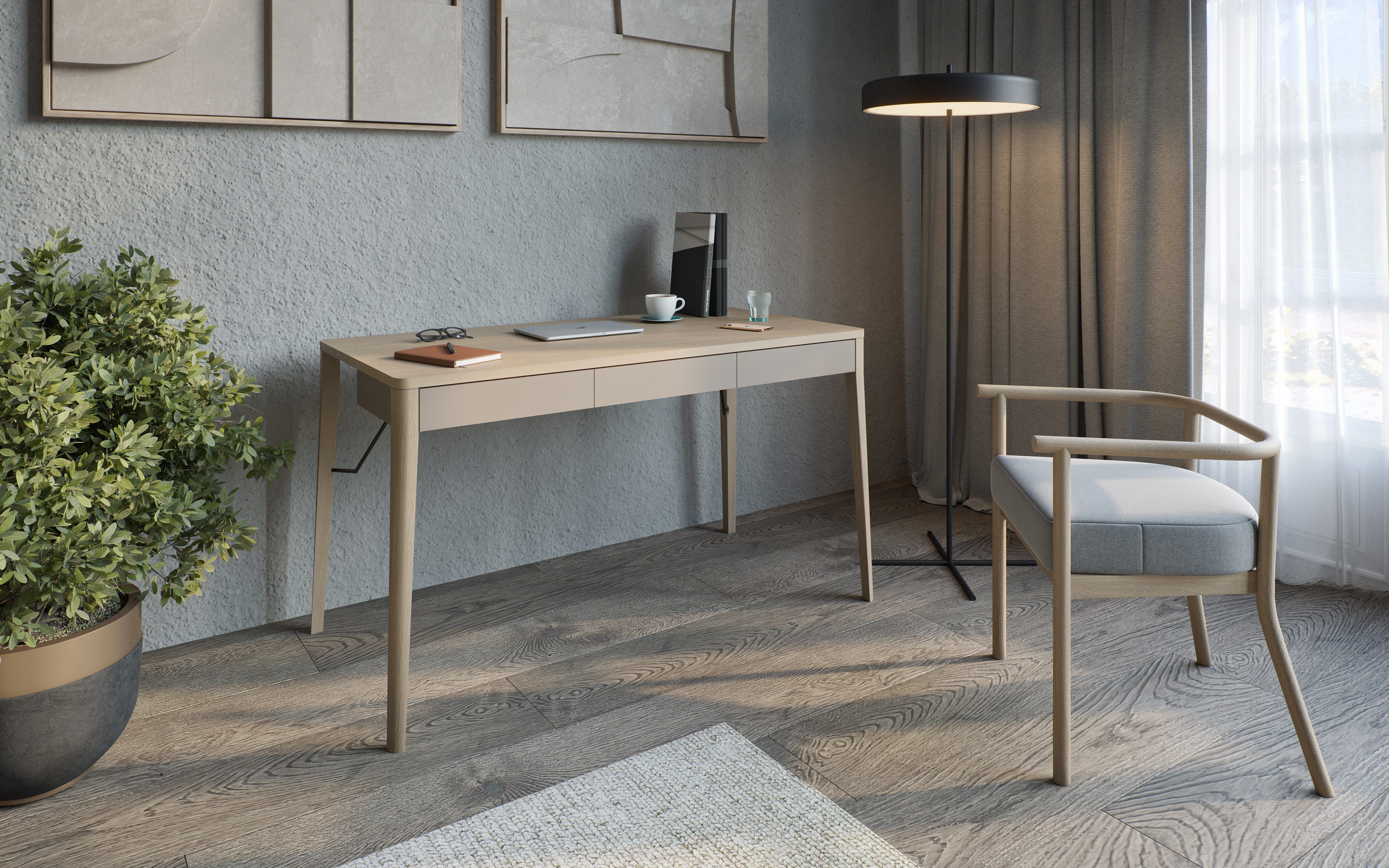 yourhouse24 Schreibtisch MATCH MK-01 3s mit Schubladen Beige günstig online kaufen