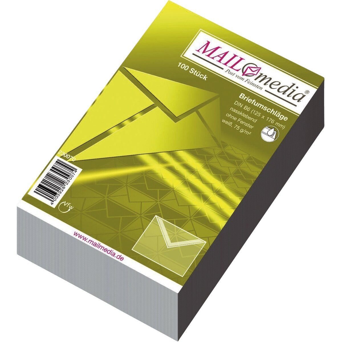 mayer-network GmbH Briefumschlag Briefumschläge B6 ohne Fenster nassklebend 75 g/qm 100 Stück.