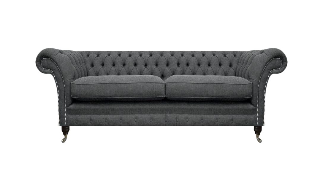 JVmoebel Chesterfield-Sofa Chesterfield Wohnzimmer Sofa Zweisitzer Couch Grau Luxus Polstermöbel, 1 Teile, Made in Europa