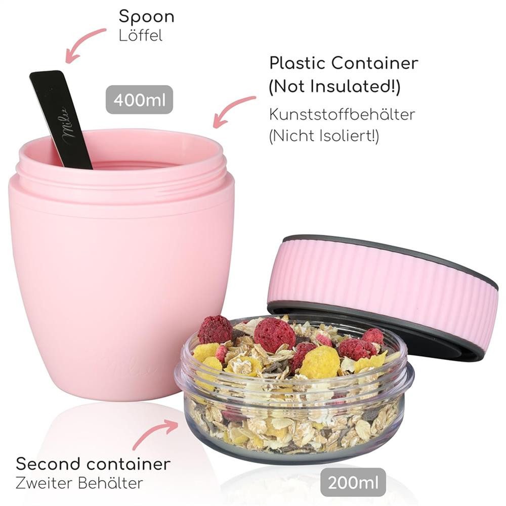 Milu Müslibox Milu Müslibecher To Go Kunststoff 400 ml, auslaufsicher, Müslimax Set – Bild 4 von 5