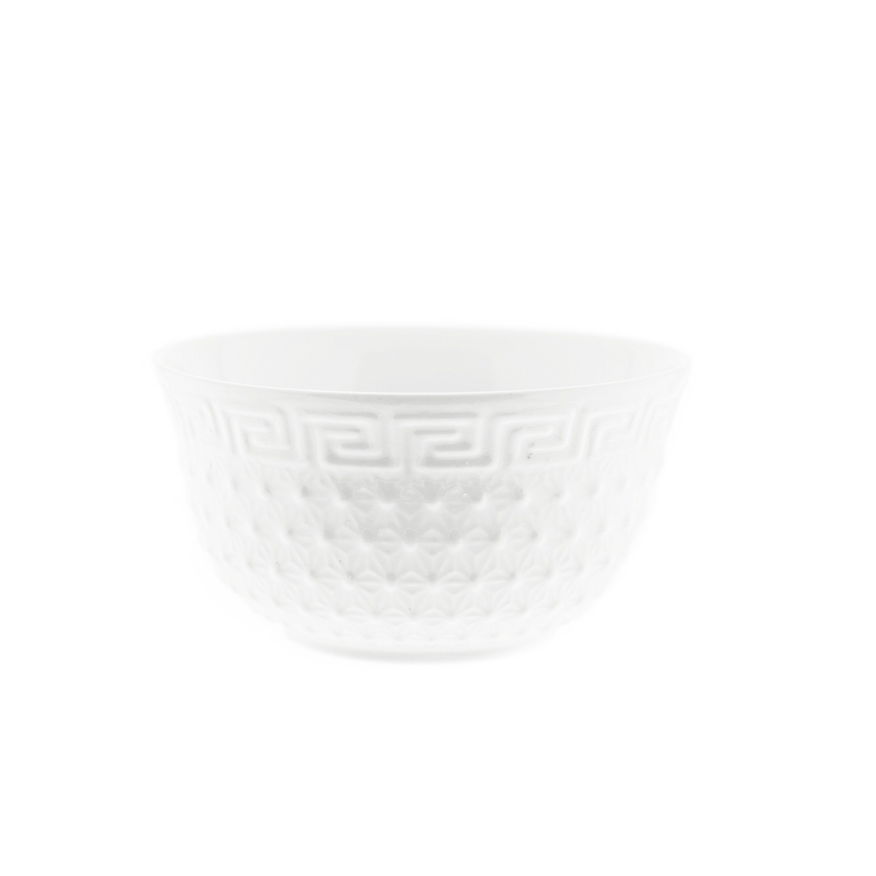 Almina Müslischale 6 Teiliger Schalen-Set Weiß aus Porzellan mit Muster für Müsli 450 ml