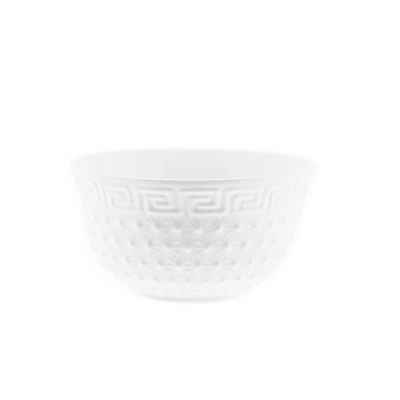 Almina Müslischale 6 Teiliger Schalen-Set Weiß aus Porzellan mit Muster für Müsli 450 ml