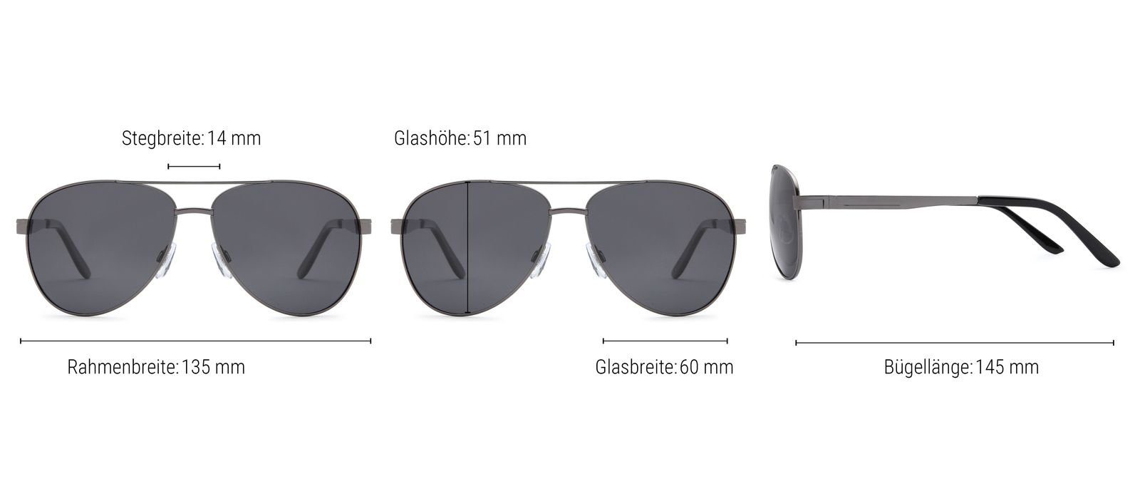 styleBREAKER Sonnenbrille (1-St) / Glas Anthrazit Polarisiert Gestell Grau