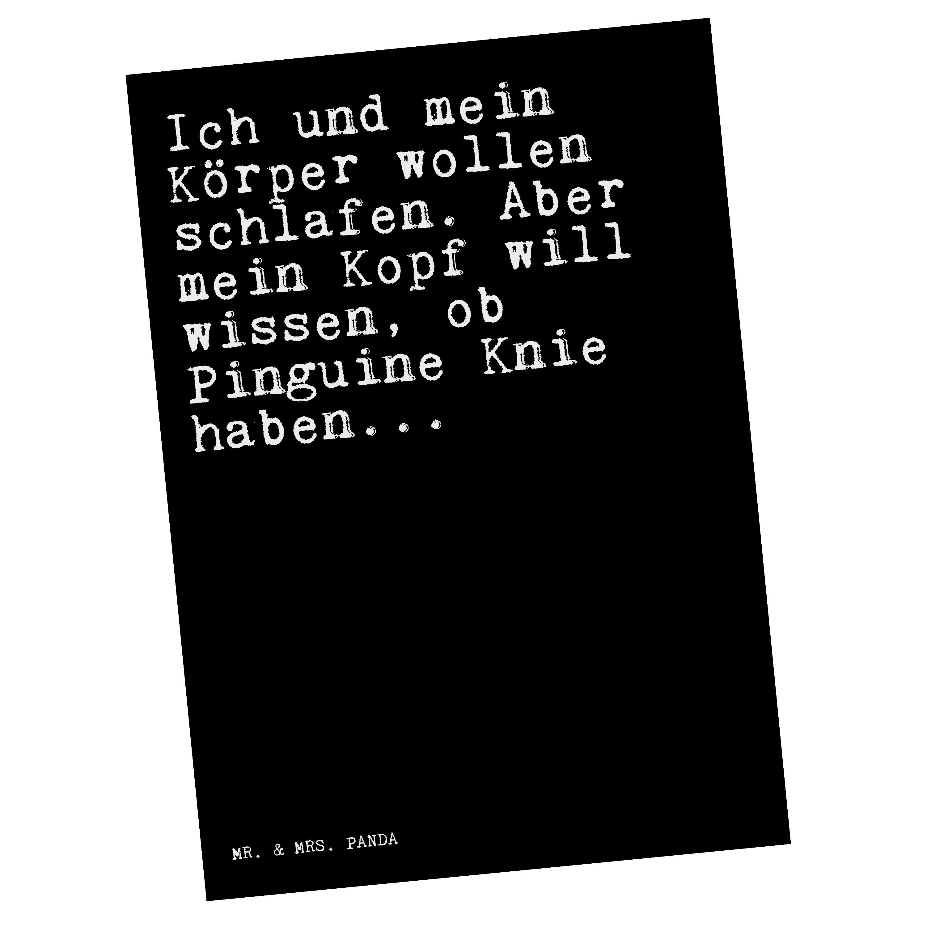 Mr. & Mrs. Panda Postkarte »Ich und mein Körper... Schwarz Geschenk