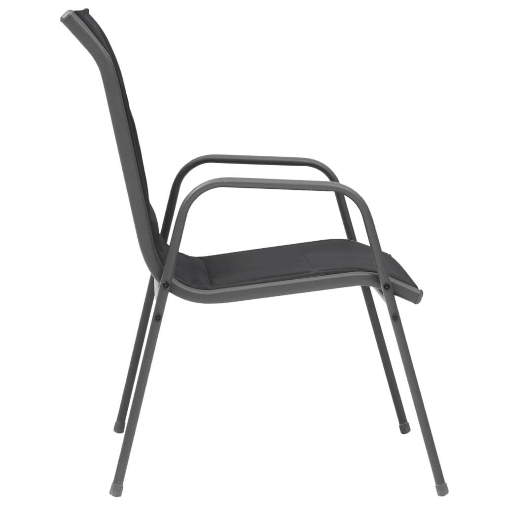 furnicato Gartenstuhl Textilene Schwarz Stapelbare Stahl Stk. 2 Gartenstühle und