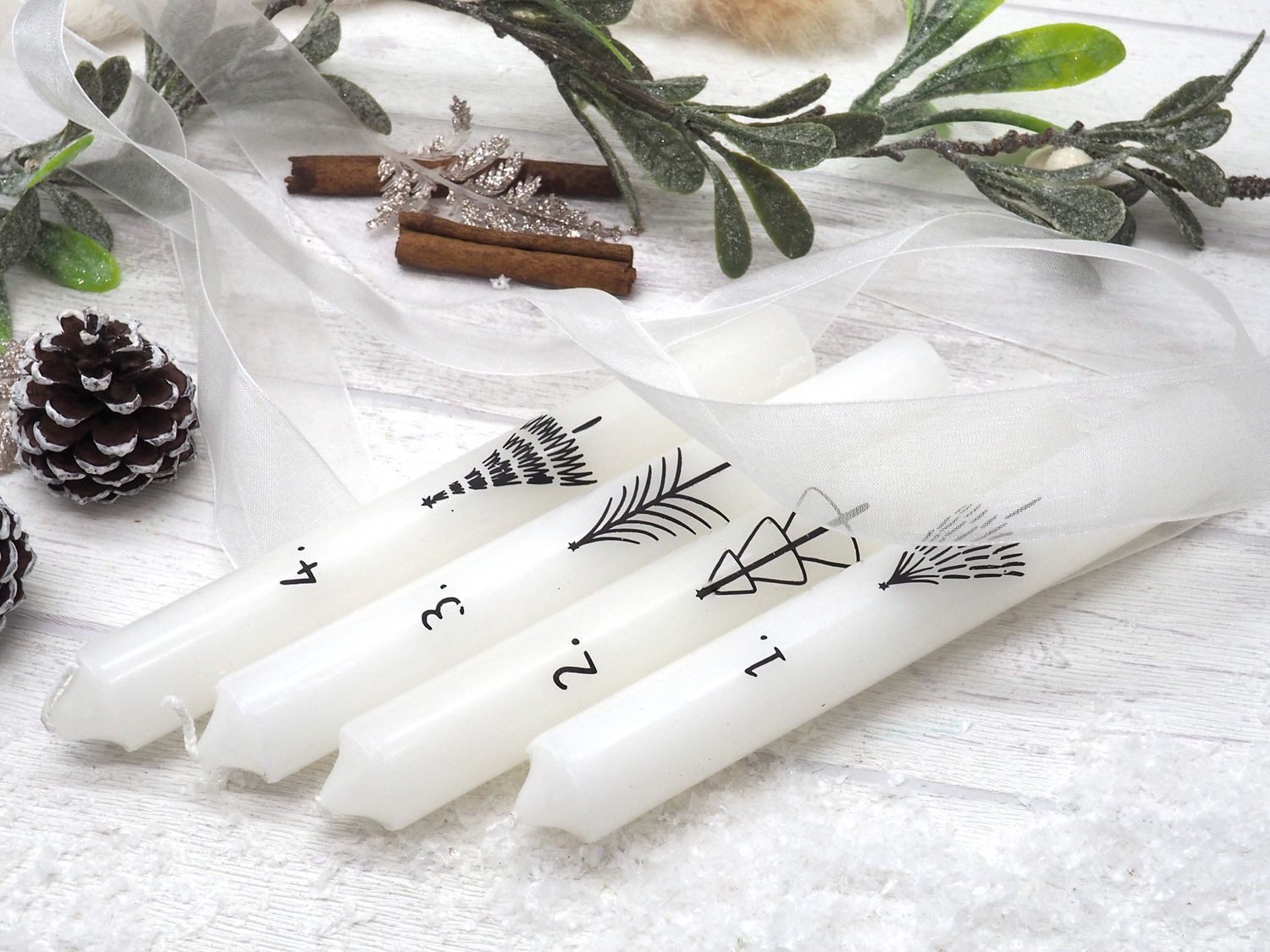 ZauberDeko Spitzkerze Stabkerzen Weiß Advent 1-4 günstig online kaufen