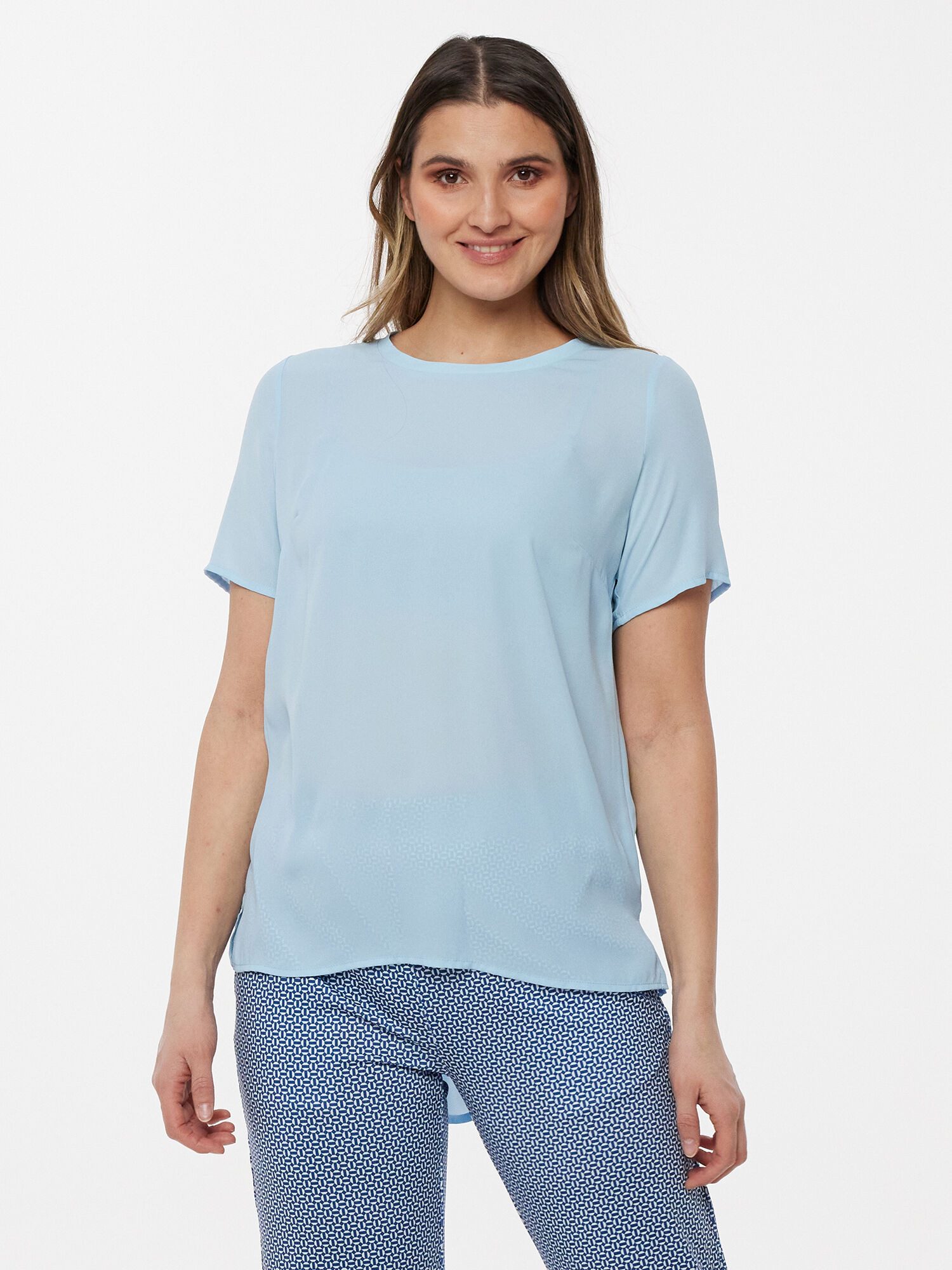 MIALUSSO Chiffonbluse Kurzarmshirt mit Biesen mit Biesen günstig online kaufen