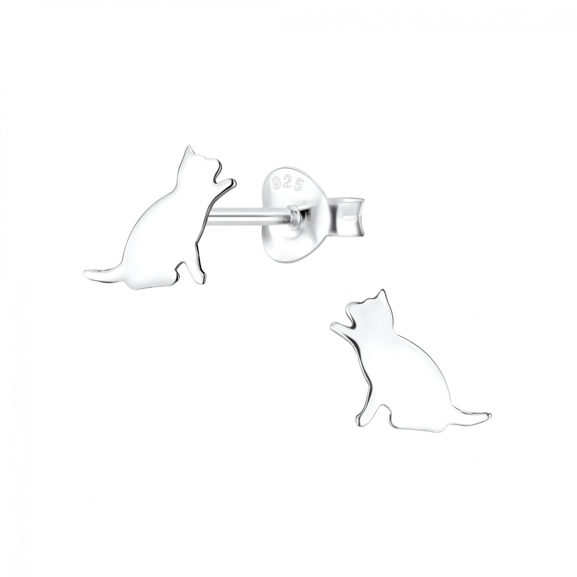 ALEXANDER YORK Paar Ohrstecker KATZE sitzend silber, 2-tlg., 925 Sterling Silber