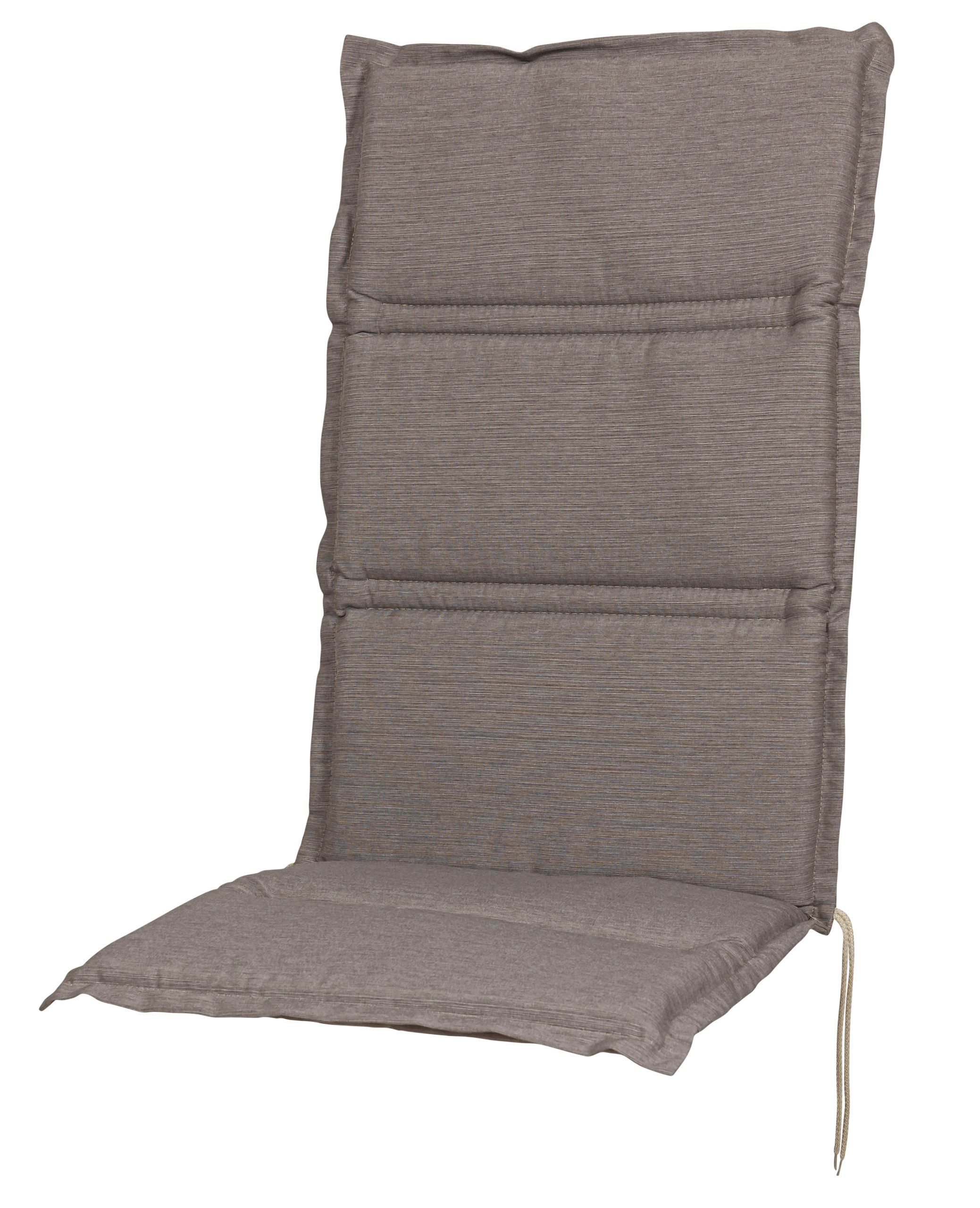Sun Garden Hochlehnerauflage Hochlehner Carla 50318-625 taupe 118x49x4 cm Sun Garden, (1 St), Halteband verstellbar mit Bindebändern