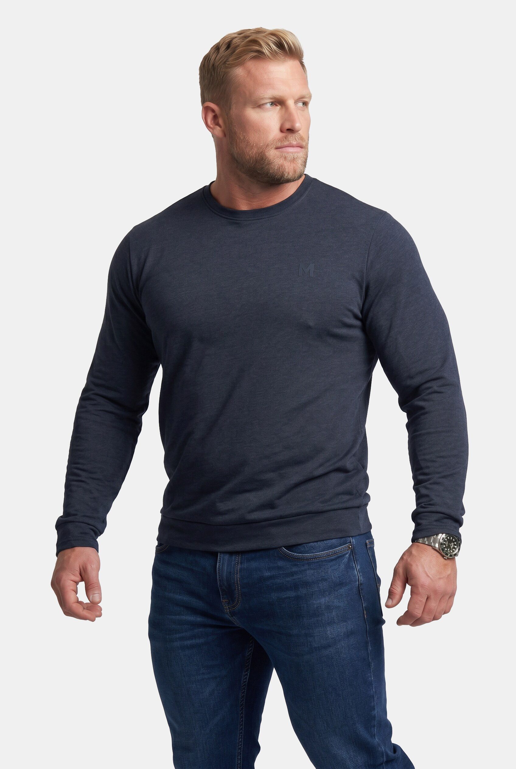 Men Plus T-Shirt Langarmshirt Bauchfit Spezialschnitt Basic