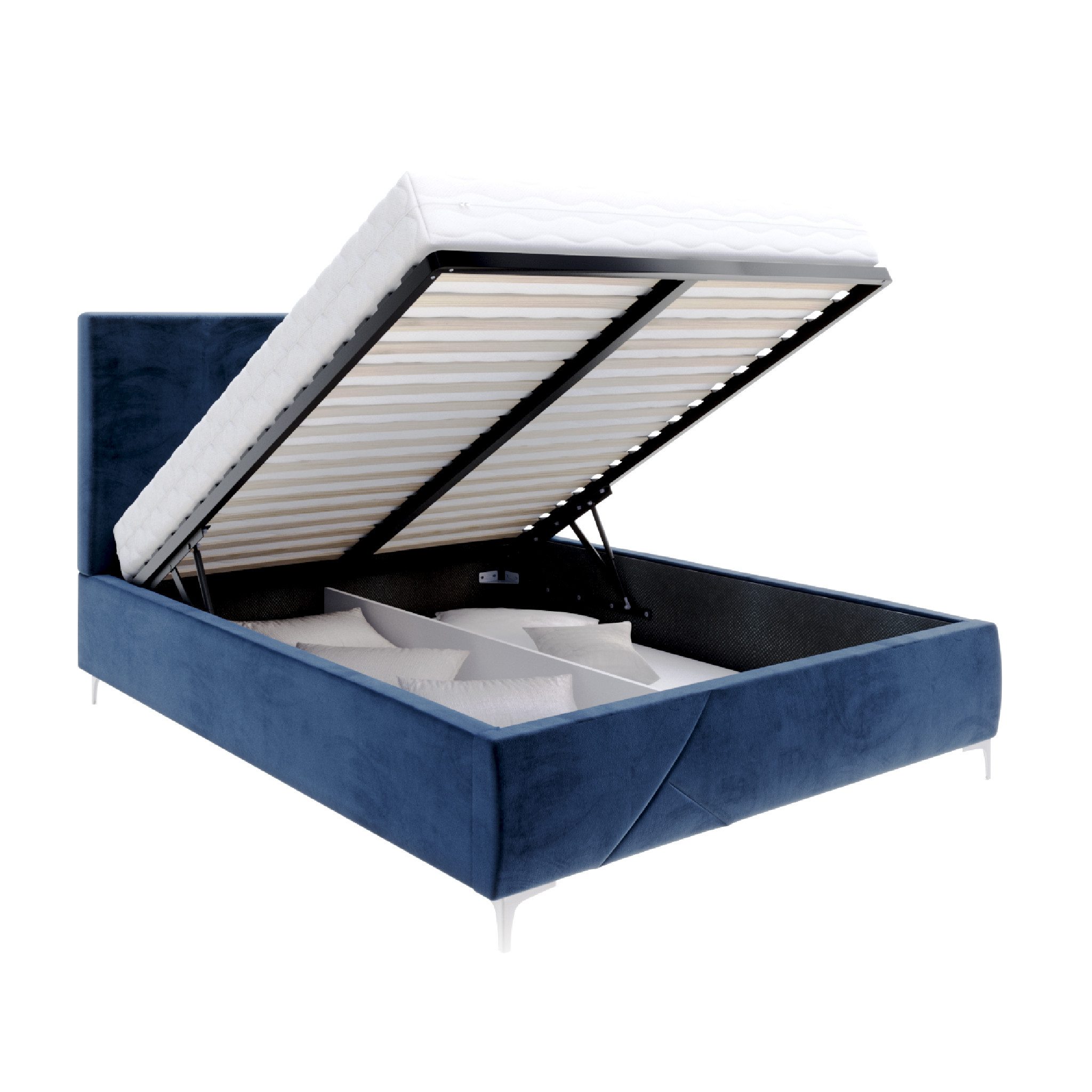 FDM Polsterbett CASINO modern mit Bettkasten MADE IN EU - mit hochwertigem Paris Bezug (verfügbar 90x200 120x200 140x200 160x200 180x200cm, Bettrahmen, Bett, mit großen gepolsterten Kopfteil, mit Bettkasten zum aufklappen), Hebbarer Metallrahmen, Bettkasten, mit/ohne Matratze